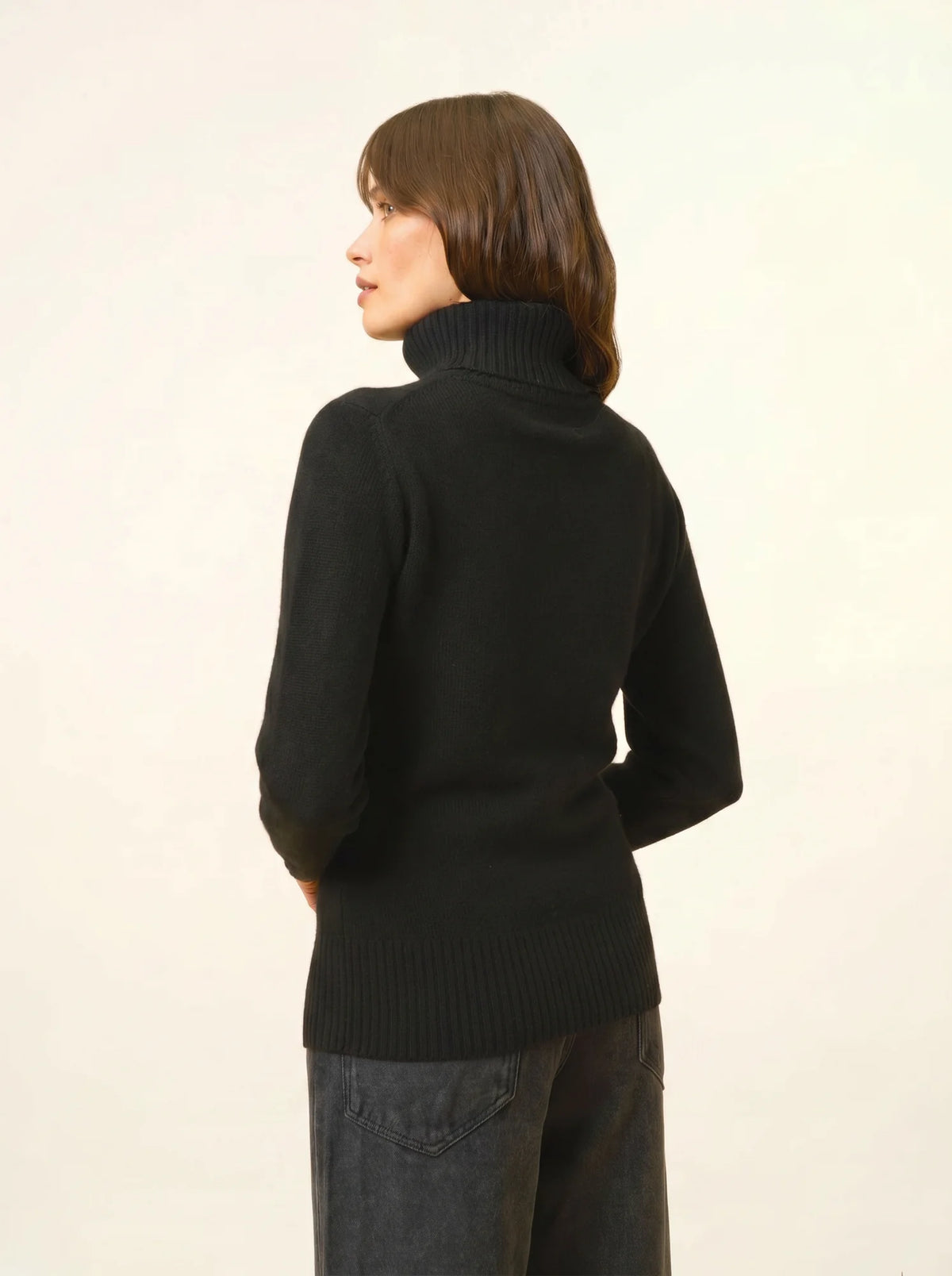 LUCIE Pull Col Roulé 4 Fils Noir