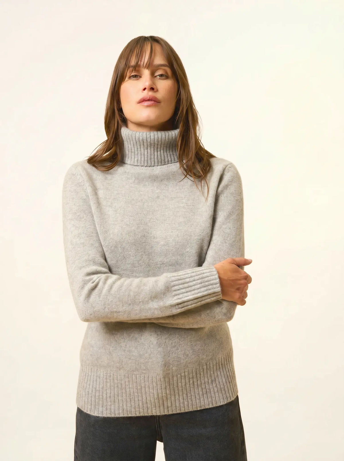 LUCIE Pull Col Roulé 4 Fils Nuage Chiné