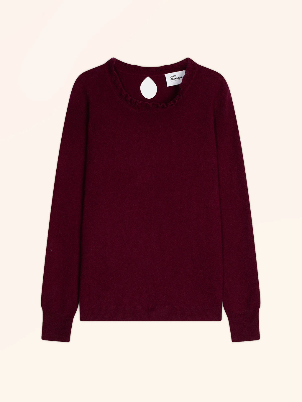 CHARLIE Sweater Mock Neck Ruffled Drop Back Burgundy