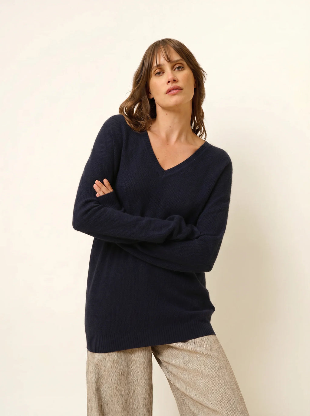 CAPUCINE Sweater V-Neck Navy