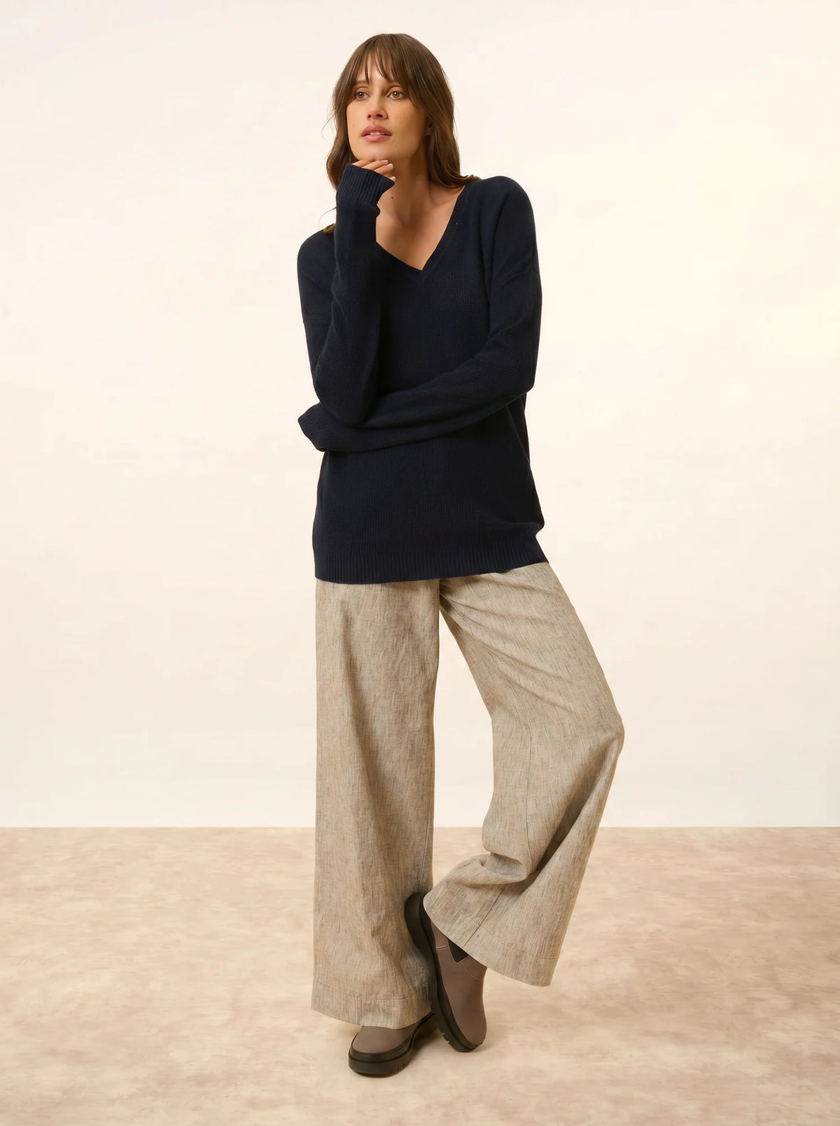 CAPUCINE Sweater V-Neck Navy