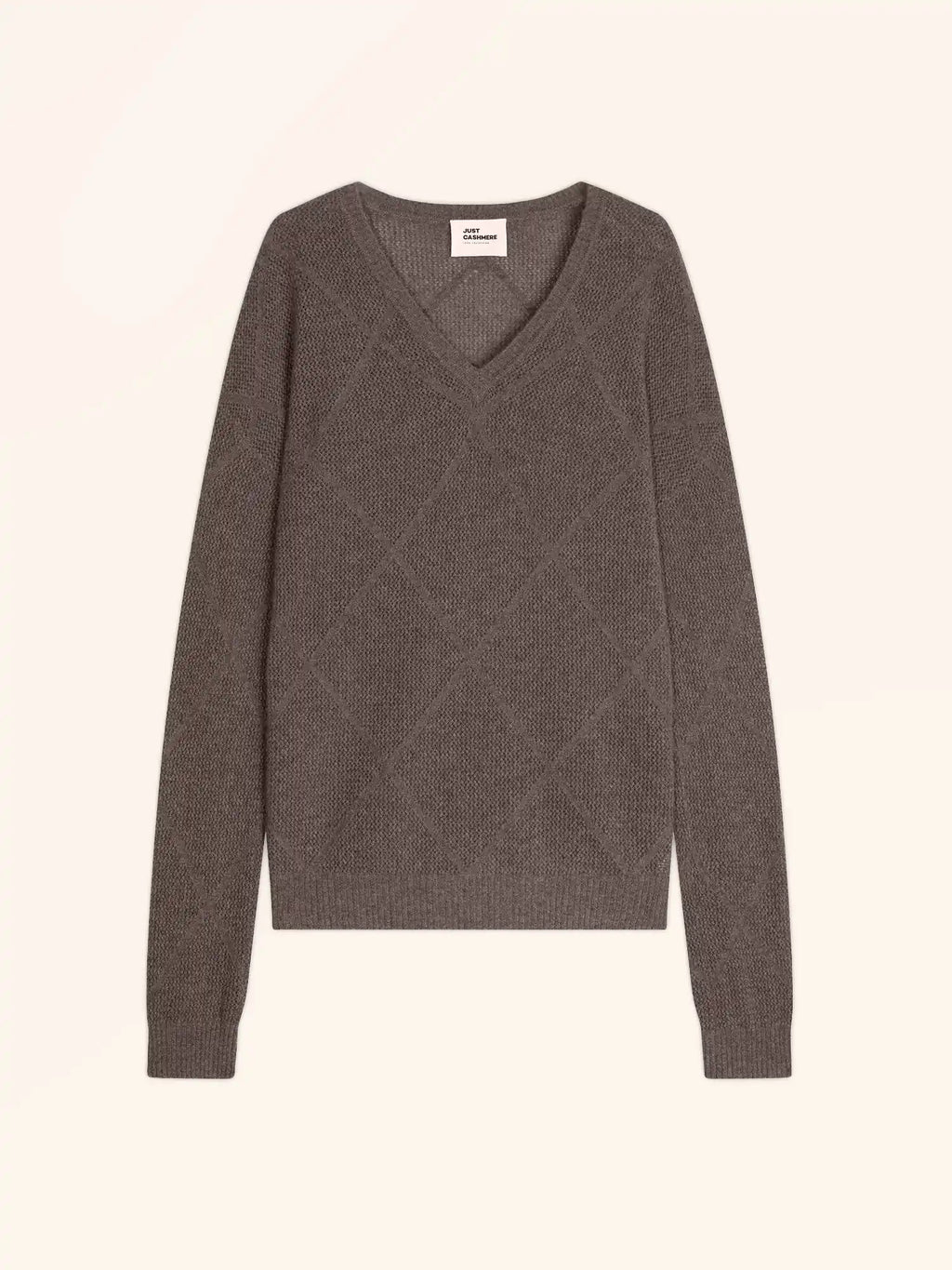 CAPUCINE Pull Col V Taupe Chiné
