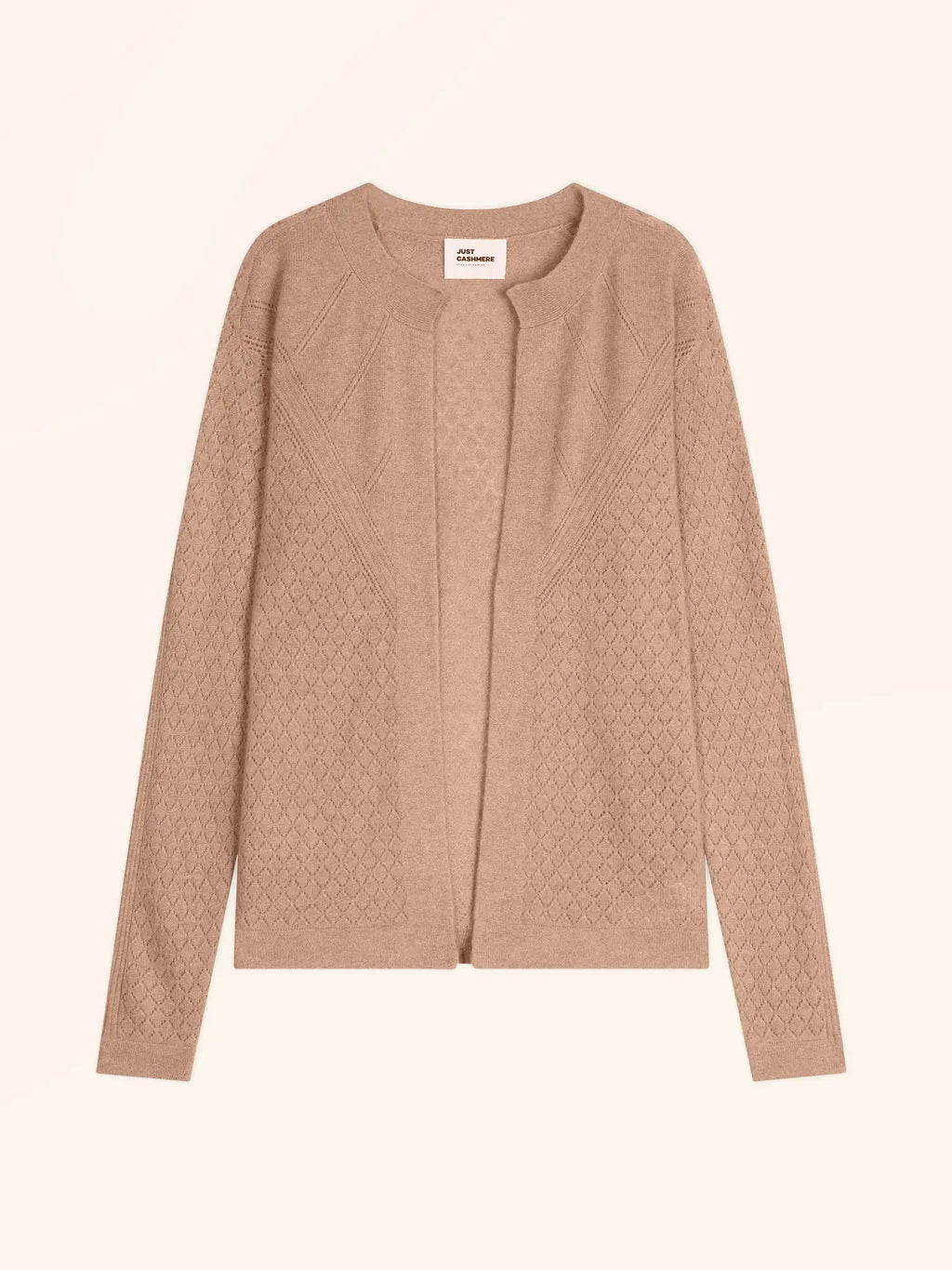 MYA Gilet Ouvert Col Rond Camel Chiné