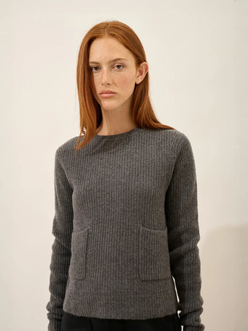 INAYA Sweater Crew Neck 4 Ply Heather Charcoal