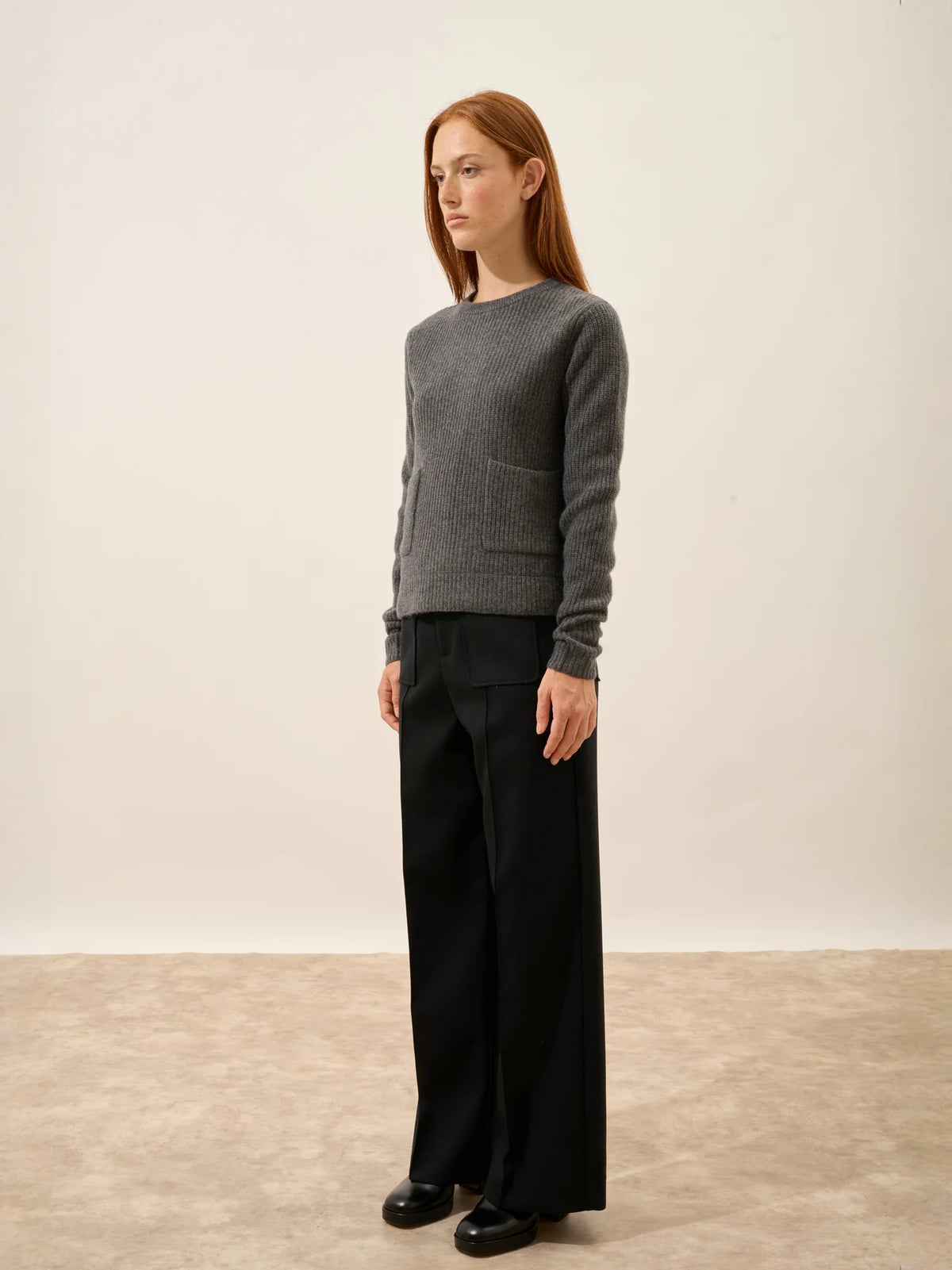 INAYA Sweater Crew Neck 4 Ply Heather Charcoal