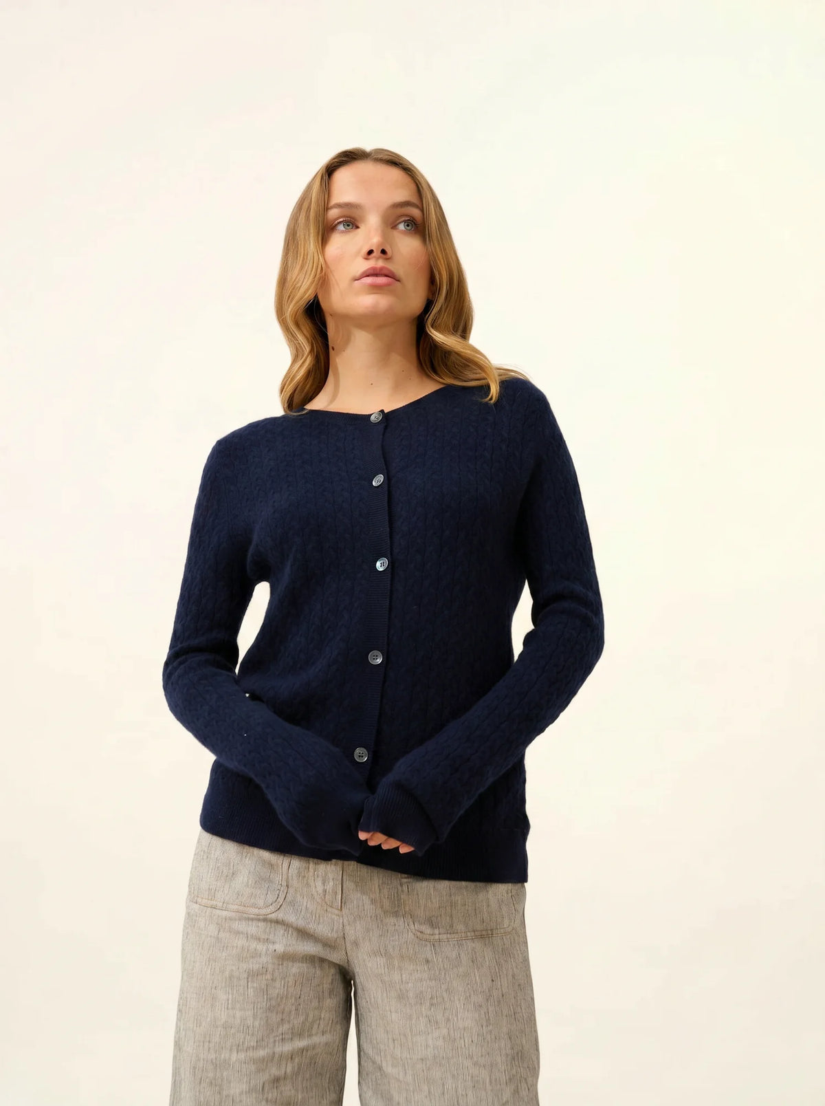 LAURA Cardigan Crew Neck Navy