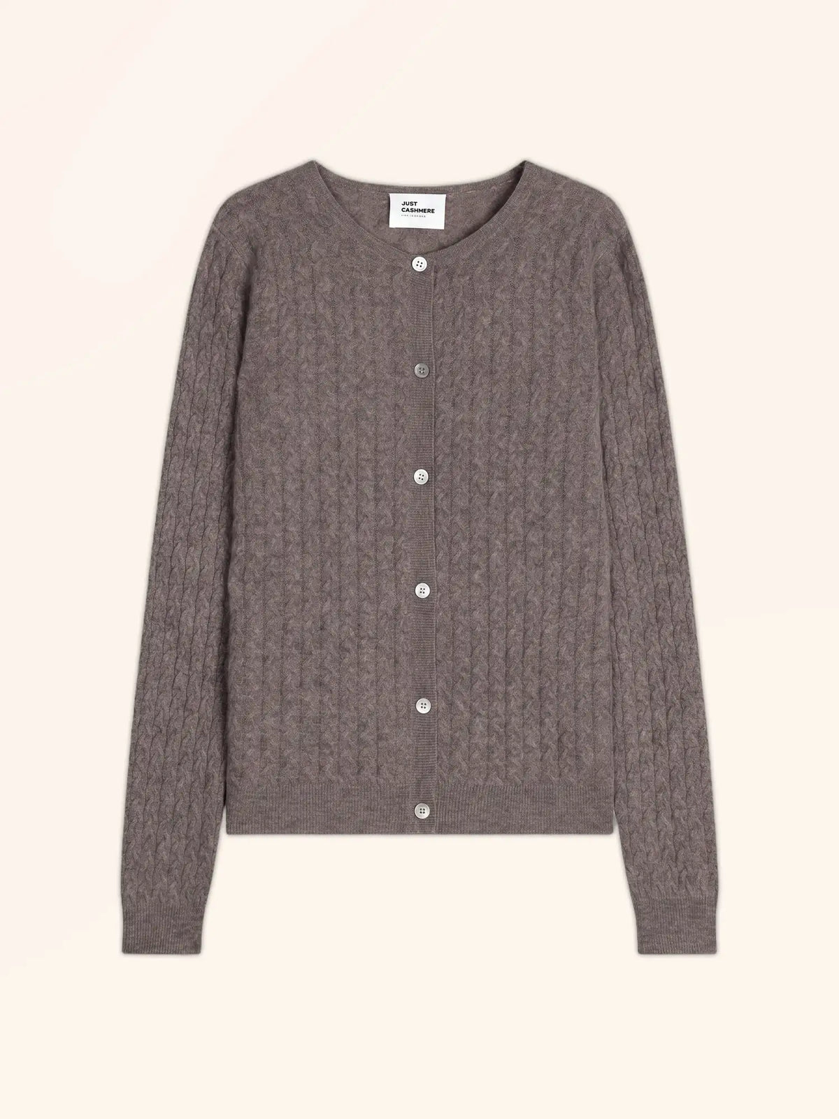 LAURA Strickjacke Rundhalsausschnitt Taupe meliert