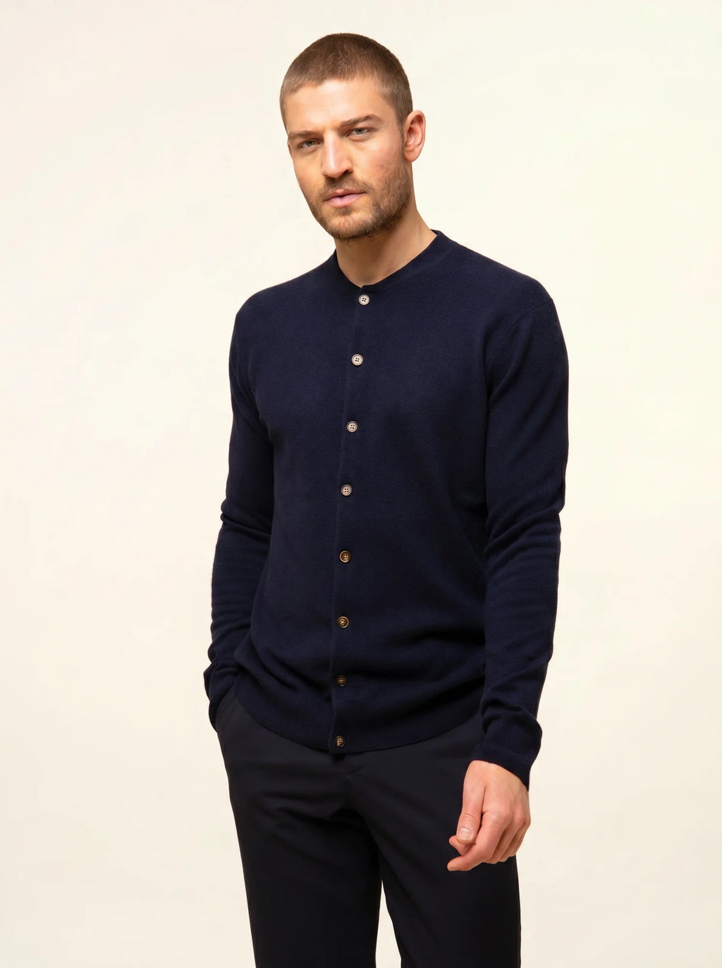 ANAIS Cardigan Crew Neck Navy