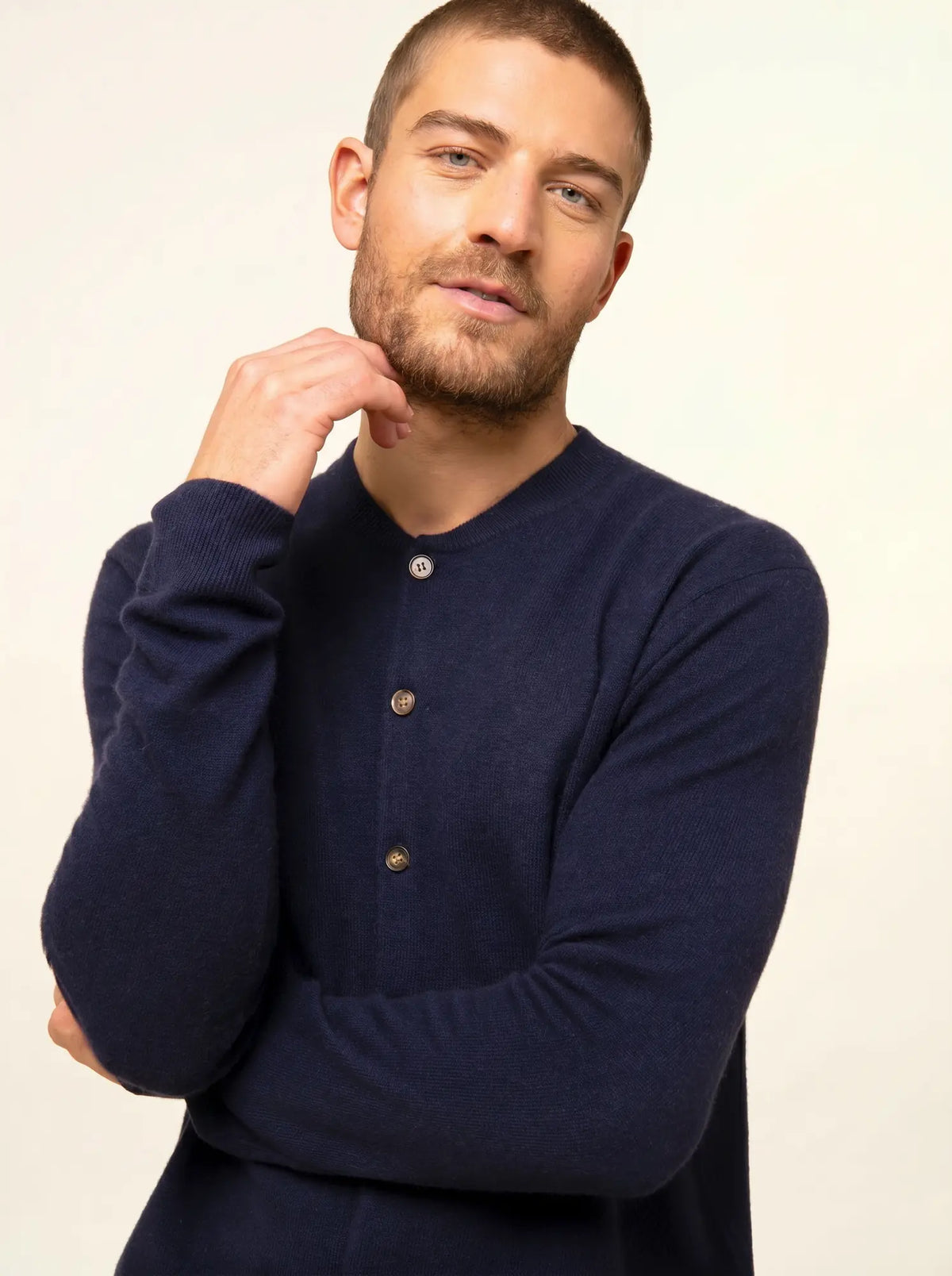 ANAIS Cardigan Col Rond Bleu Marine