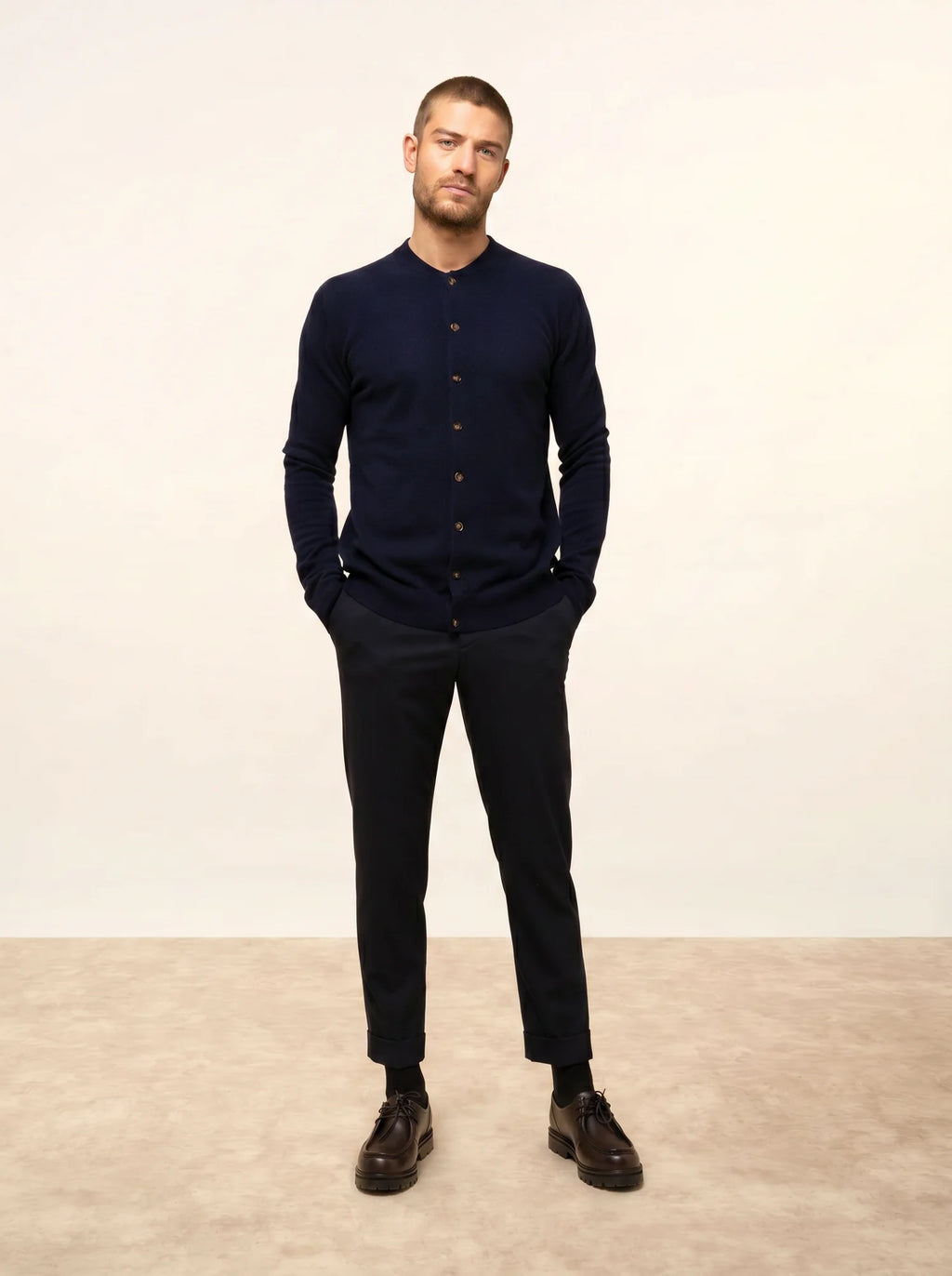 ANAIS Cardigan Crew Neck Navy