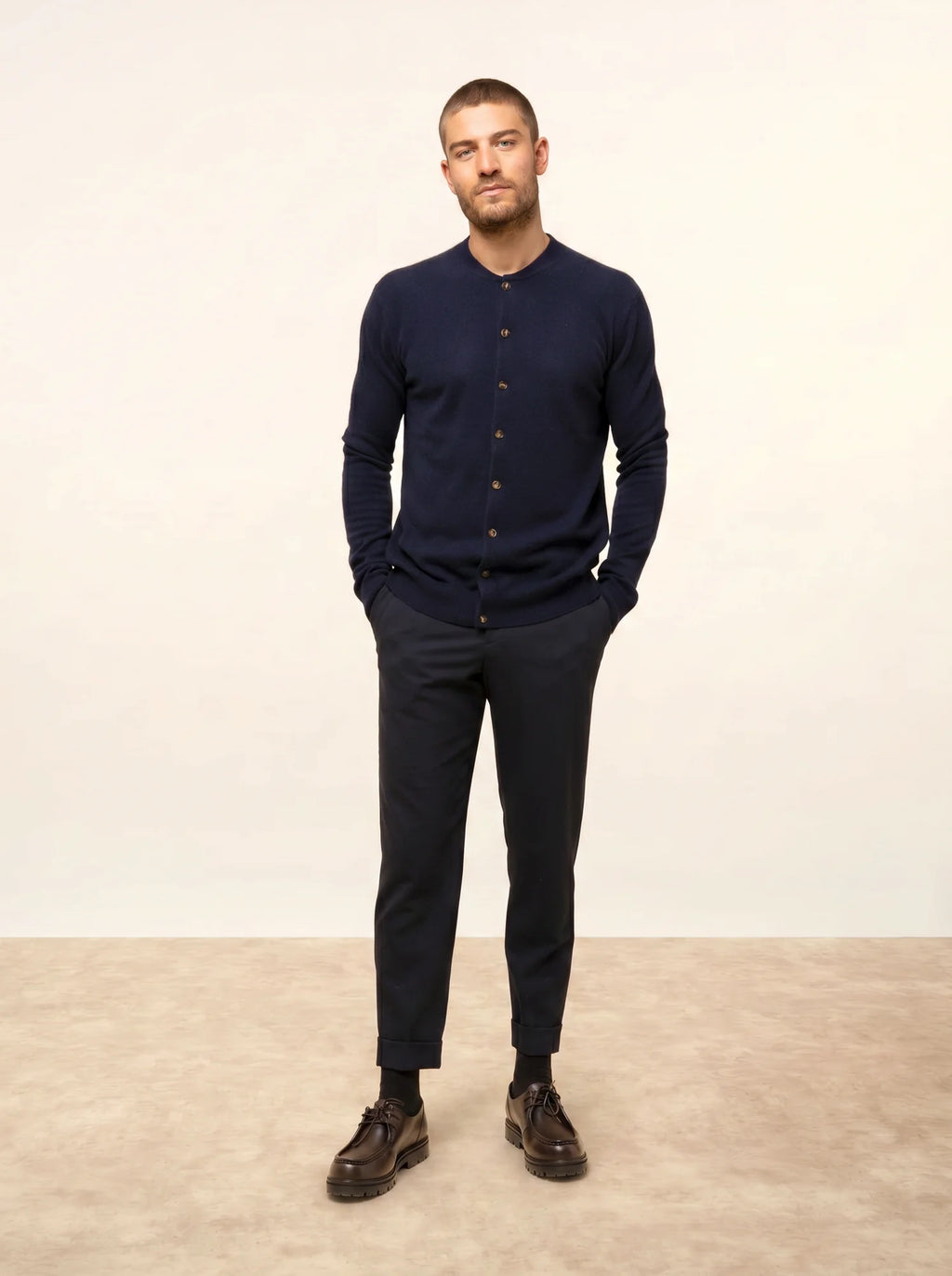 ANAIS Cardigan Crew Neck Navy