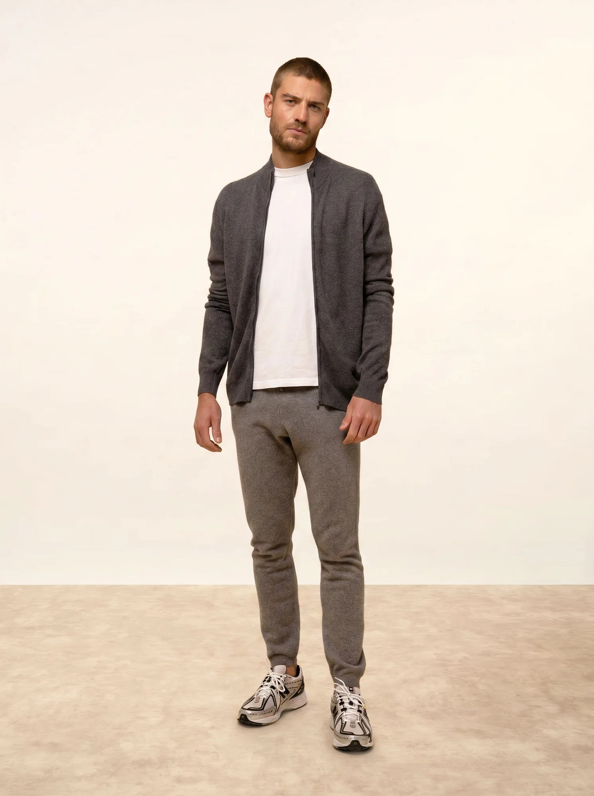 LILOU Gilet Zippé Col Montant Anthracite Chiné