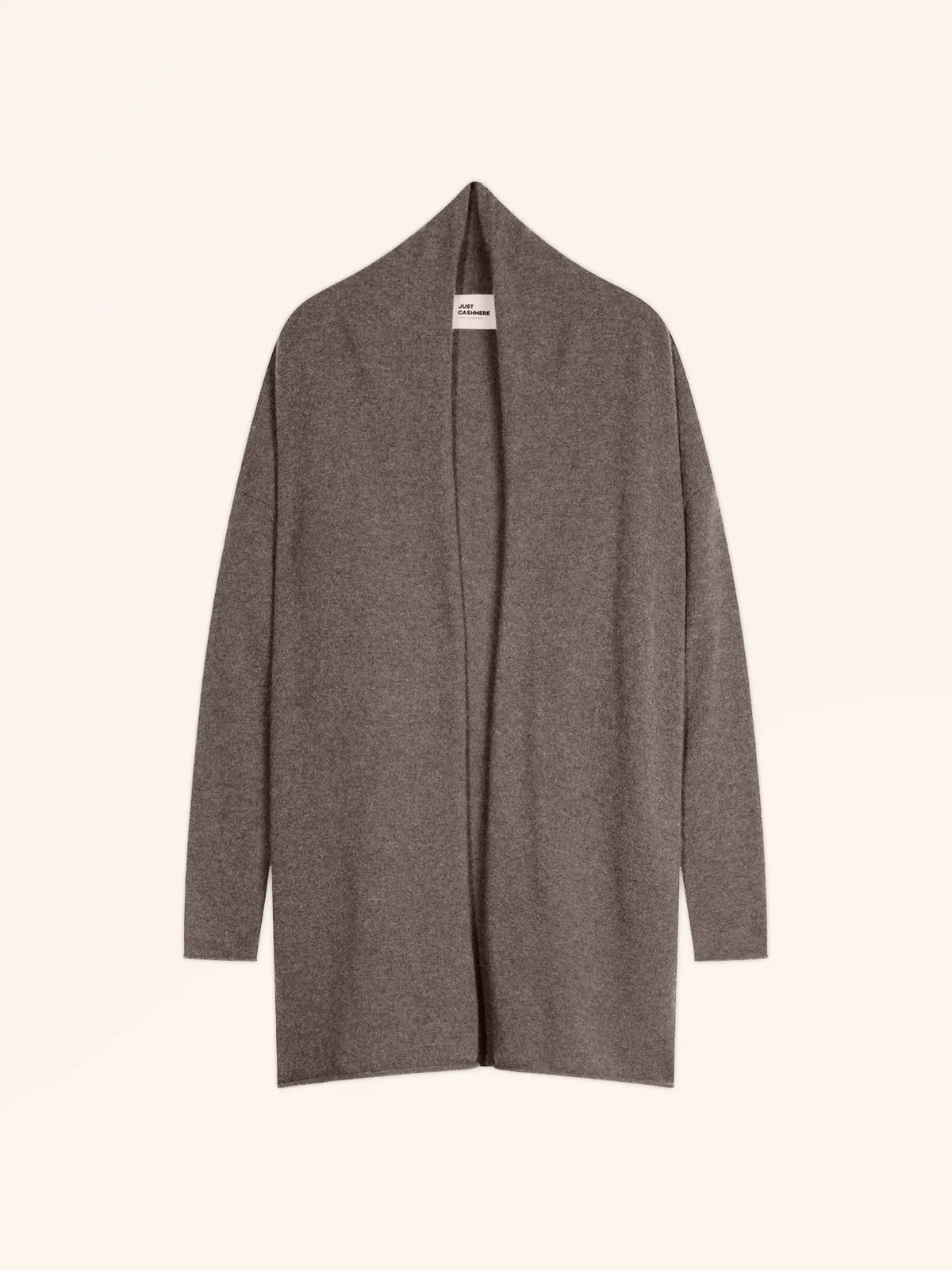 MADDIE Jacket Long Open Shawl Collar Heather Taupe