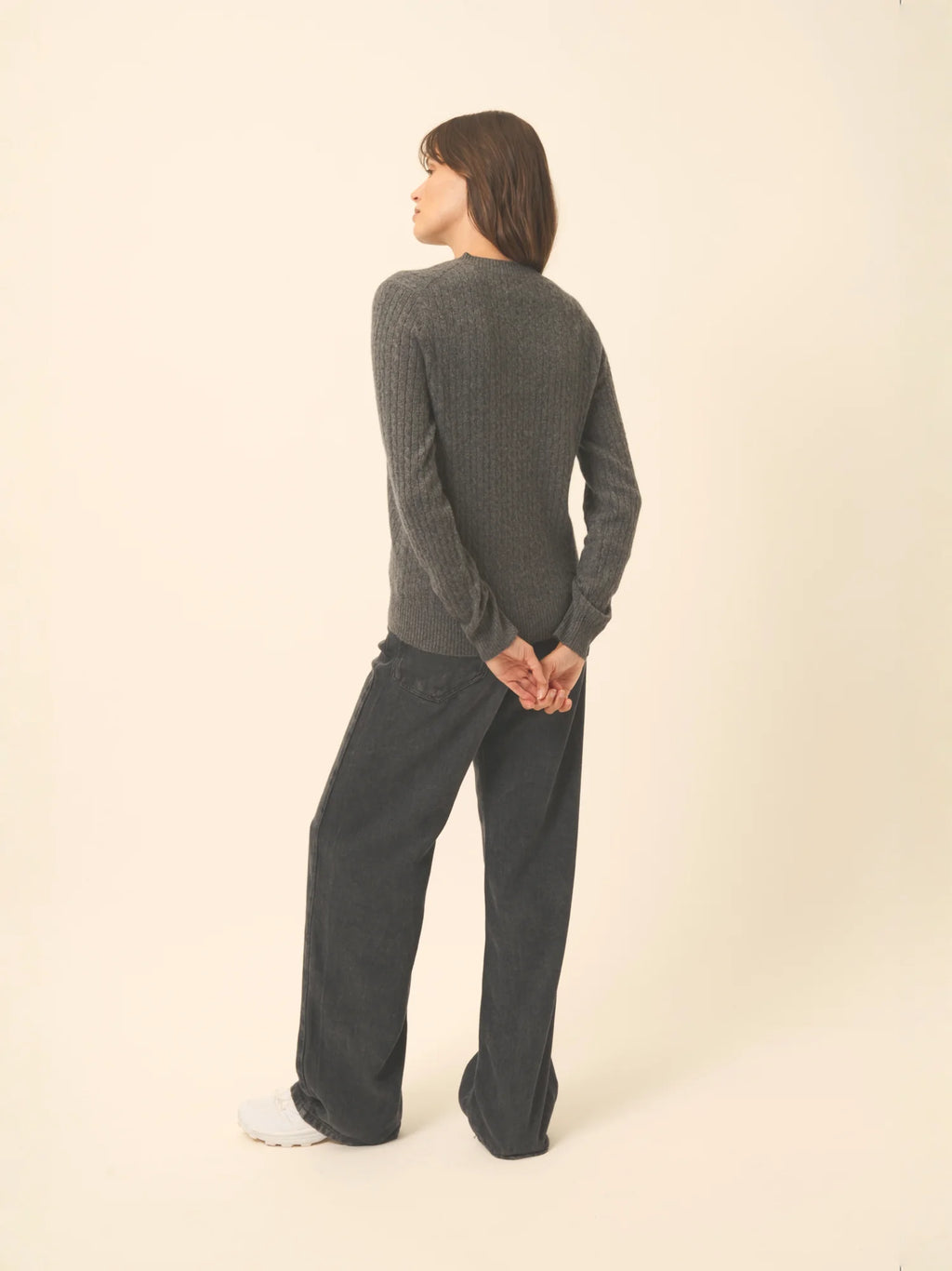 JADE Pullover Rundhalsausschnitt Anthrazit meliert