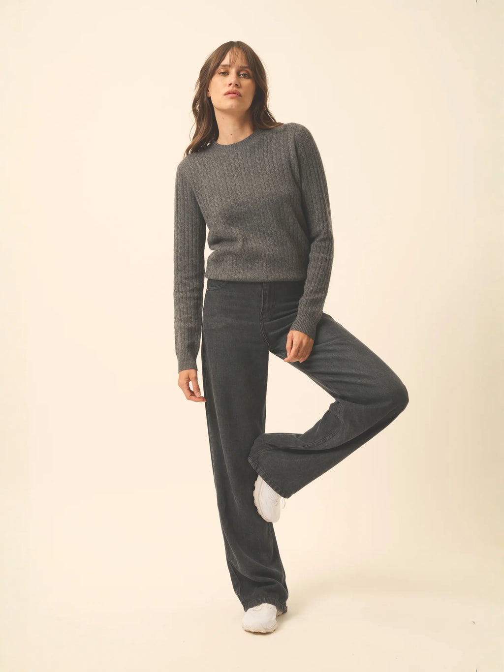 JADE Pullover Rundhalsausschnitt Anthrazit meliert