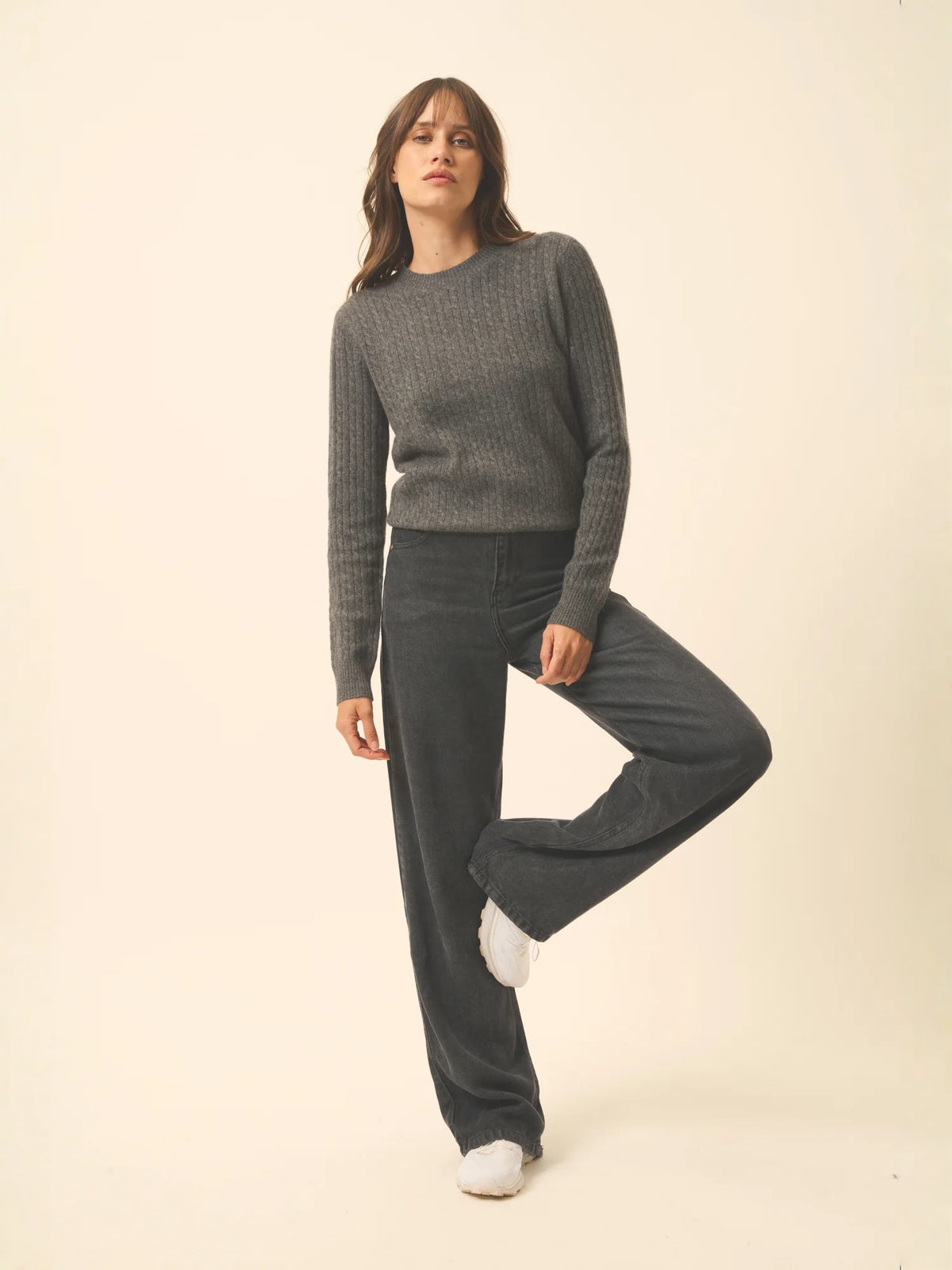 JADE Pullover Rundhalsausschnitt Anthrazit meliert