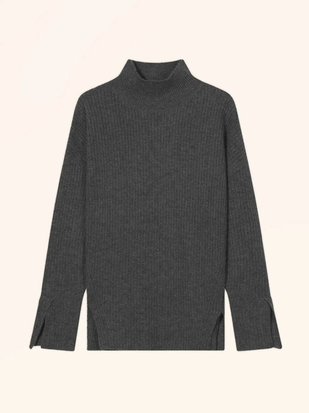 LOUISE Sweater Mock Neck 4 Ply Heather Charcoal