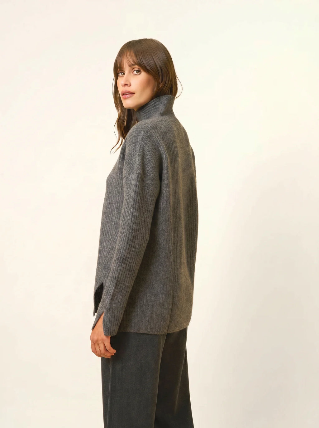 LOUISE Sweater Mock Neck 4 Ply Heather Charcoal