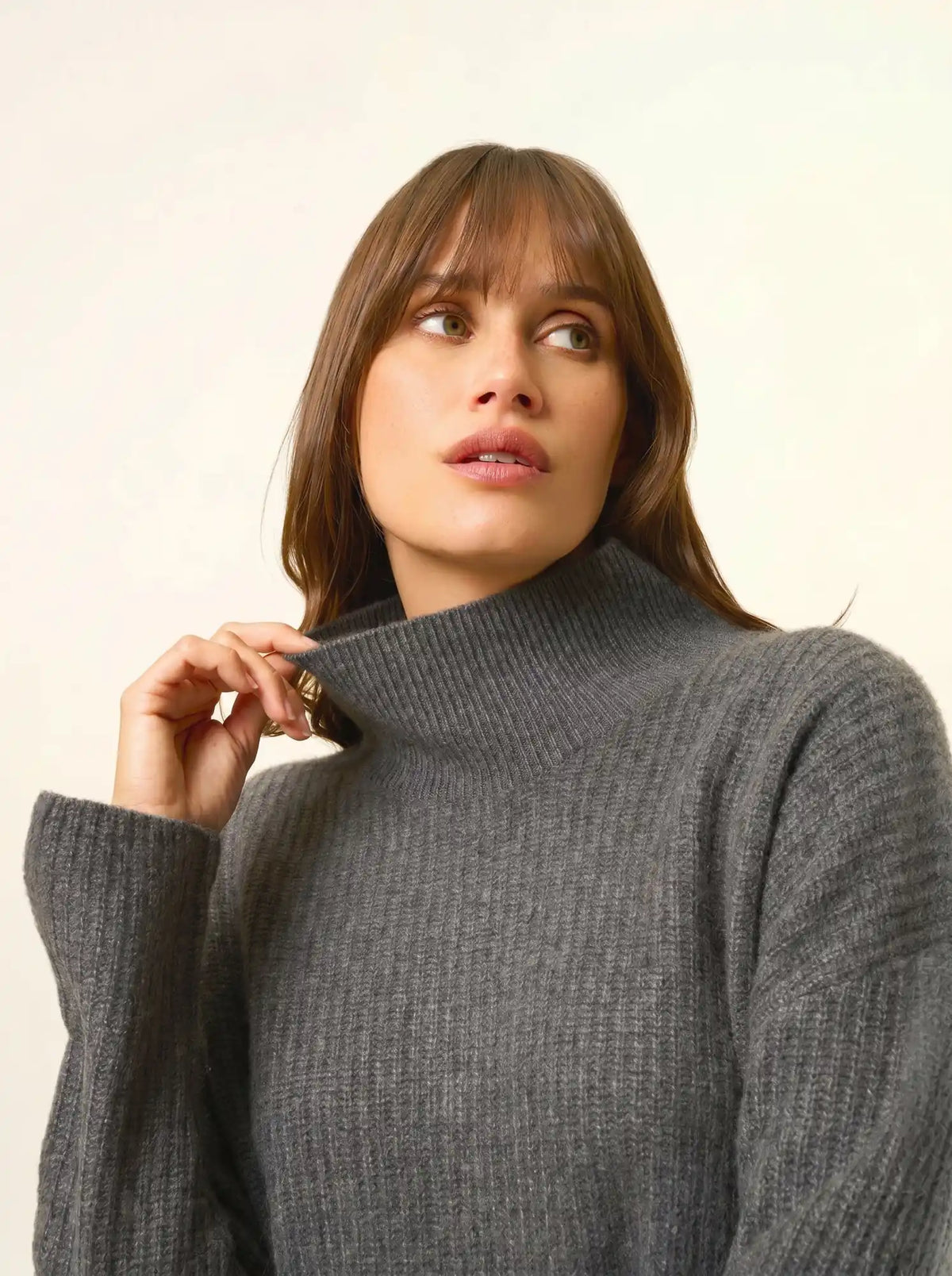 LOUISE Sweater Mock Neck 4 Ply Heather Charcoal