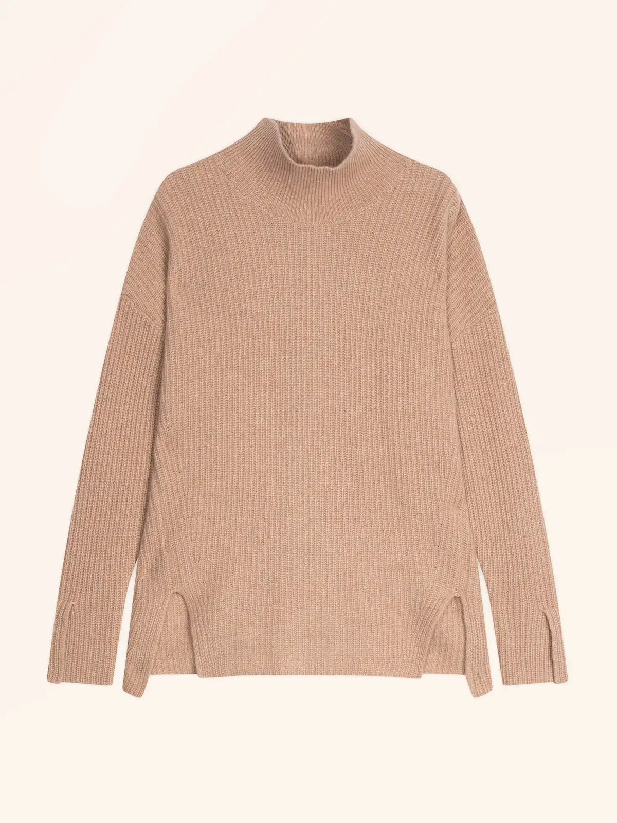 LOUISE Pull Col Montant 4 Fils Camel Chiné