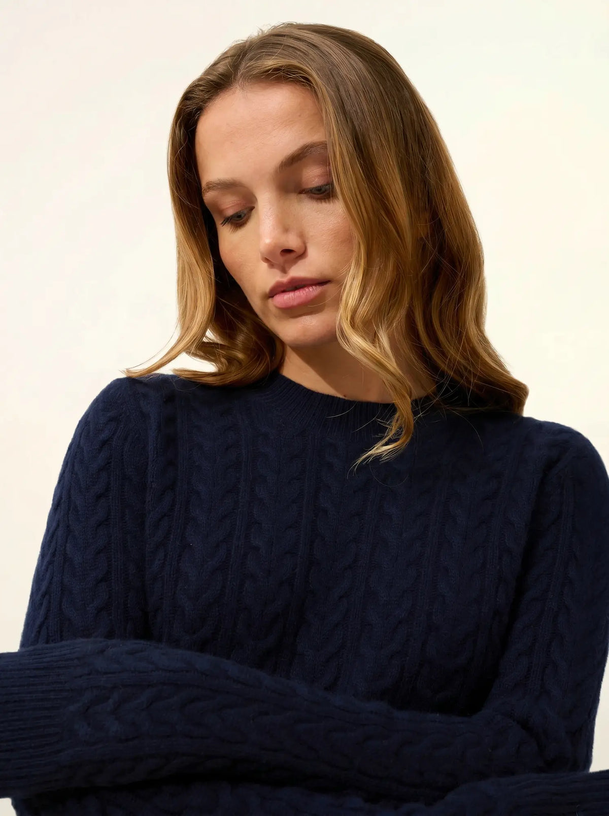 ALICE Pull Col Rond 4 Fils Bleu Marine