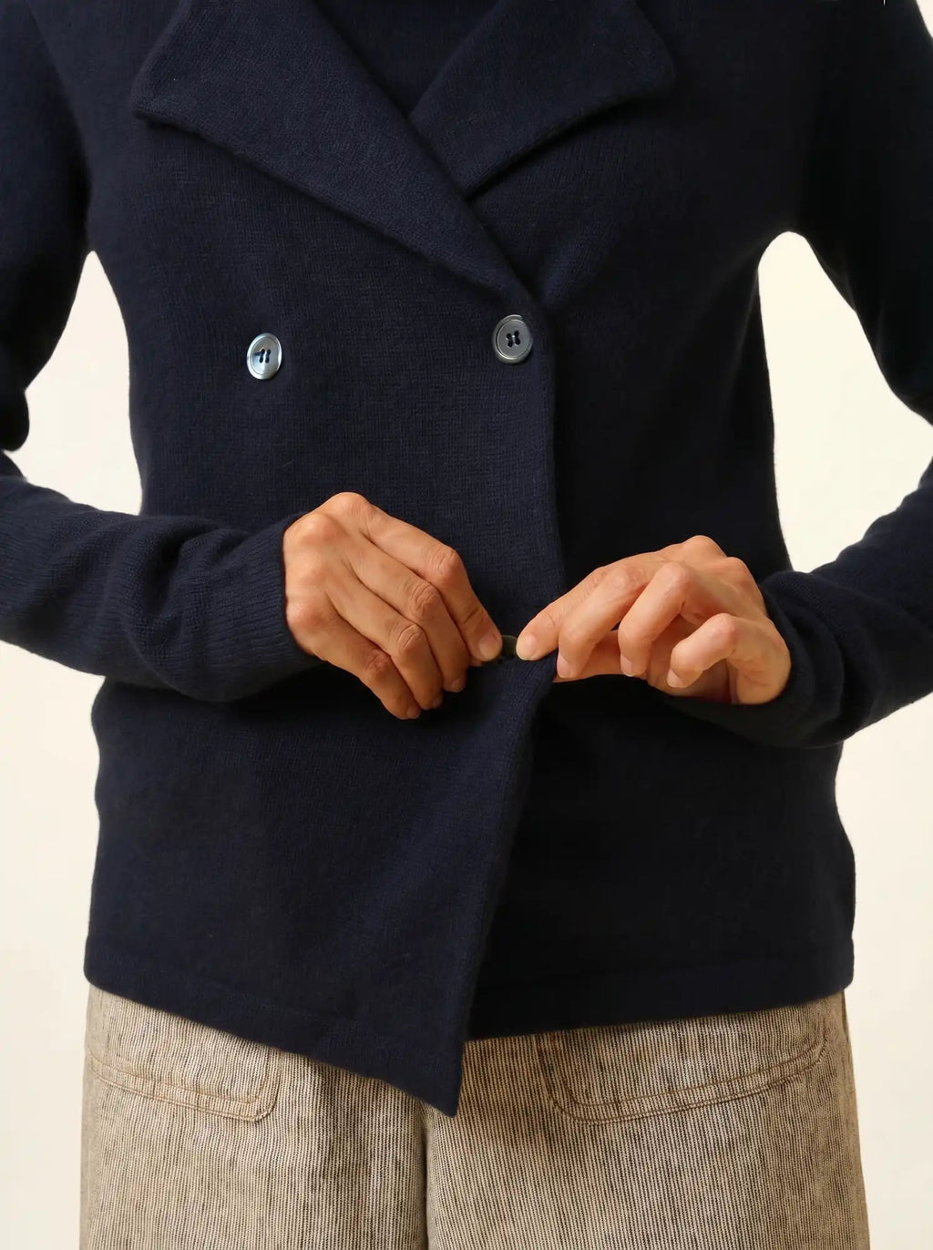 CHLOE Veste Boutonnée Col Tailleur 4 Fils Bleu Marine