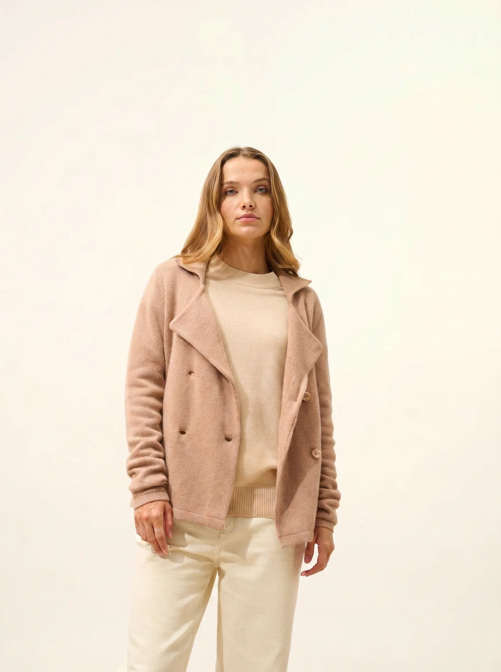 CHLOE Veste Boutonnée Col Tailleur 4 Fils Camel Chiné