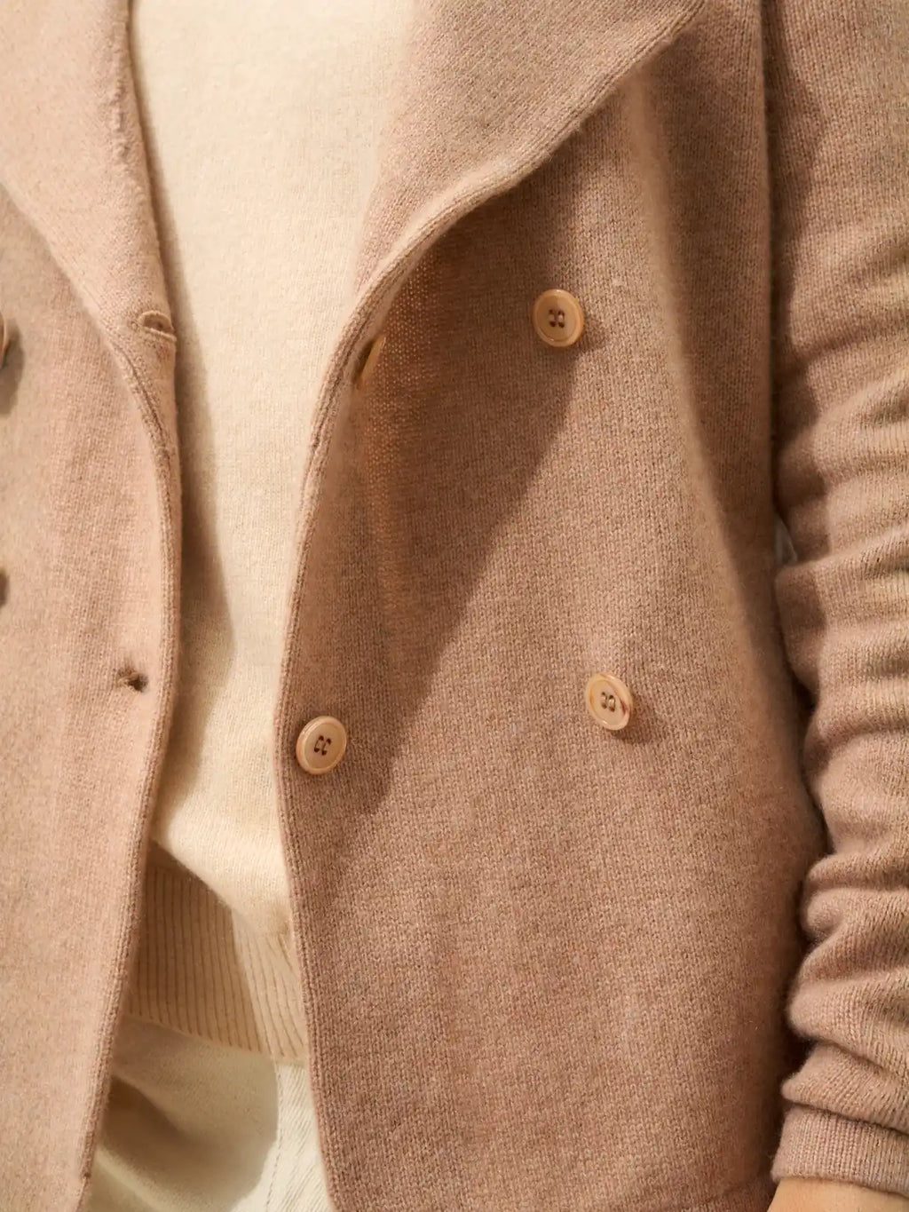 CHLOE Veste Boutonnée Col Tailleur 4 Fils Camel Chiné