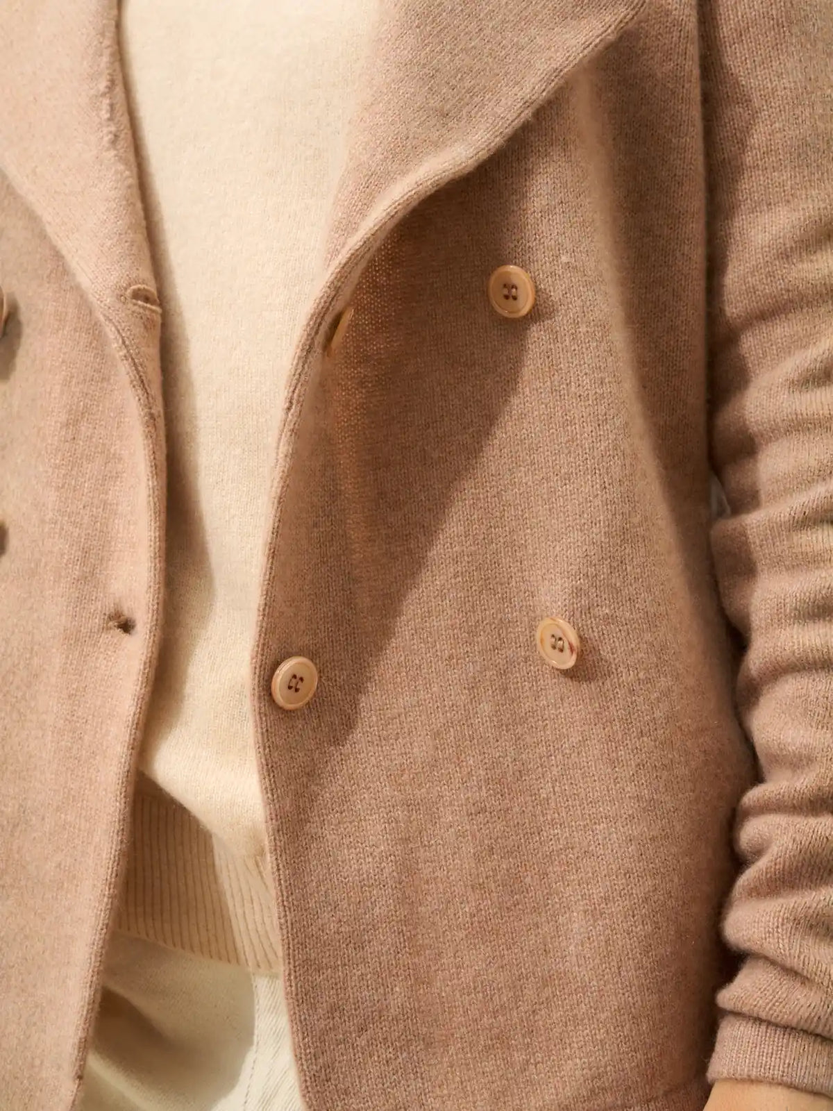CHLOE Veste Boutonnée Col Tailleur 4 Fils Camel Chiné