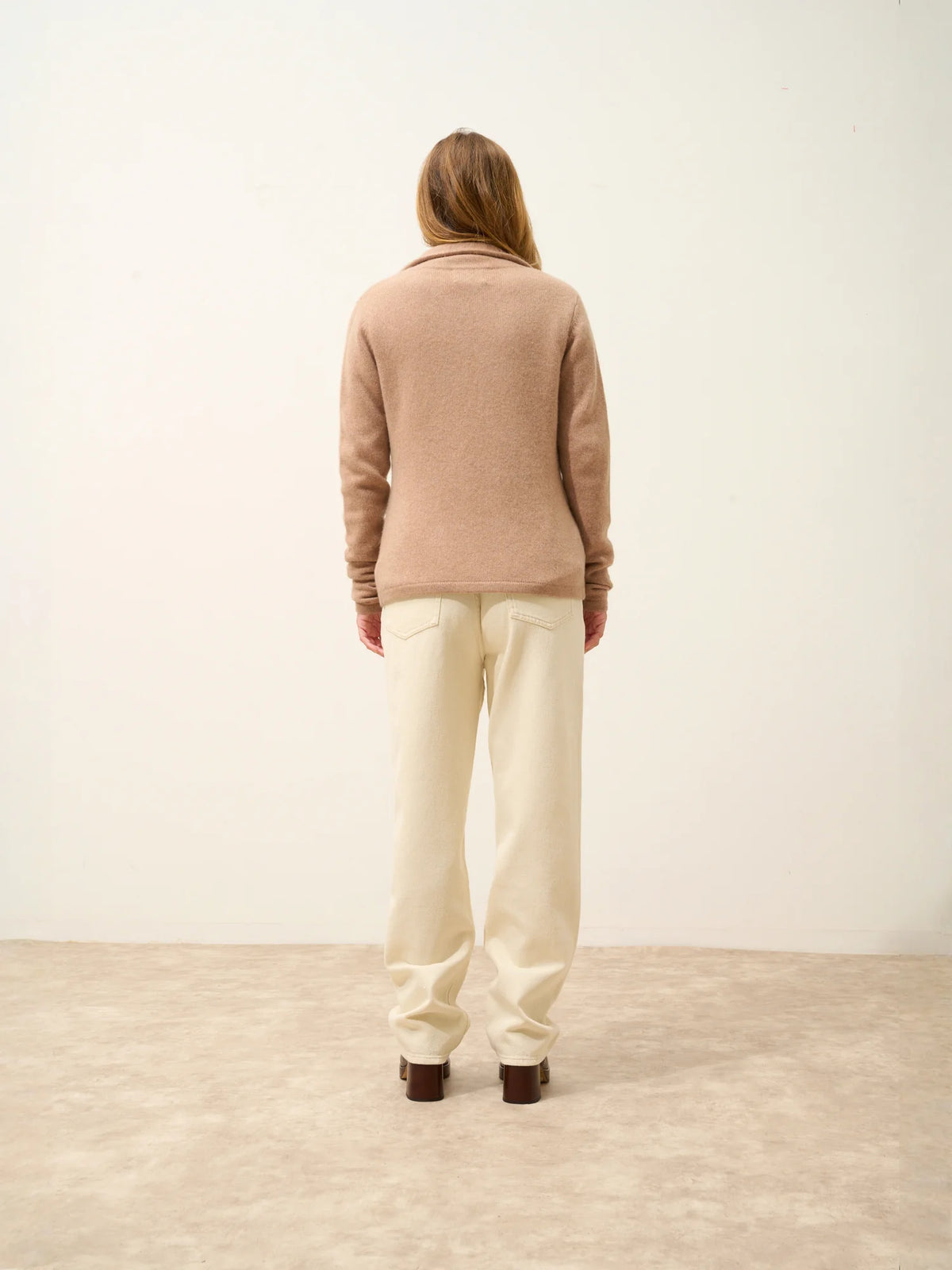 CHLOE Veste Boutonnée Col Tailleur 4 Fils Camel Chiné