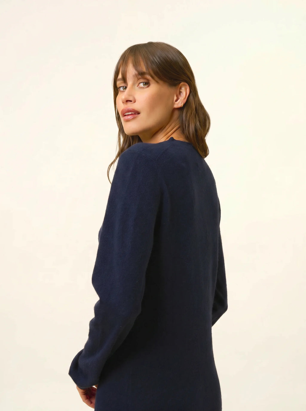 LINA Robe Col Rond Bleu Marine
