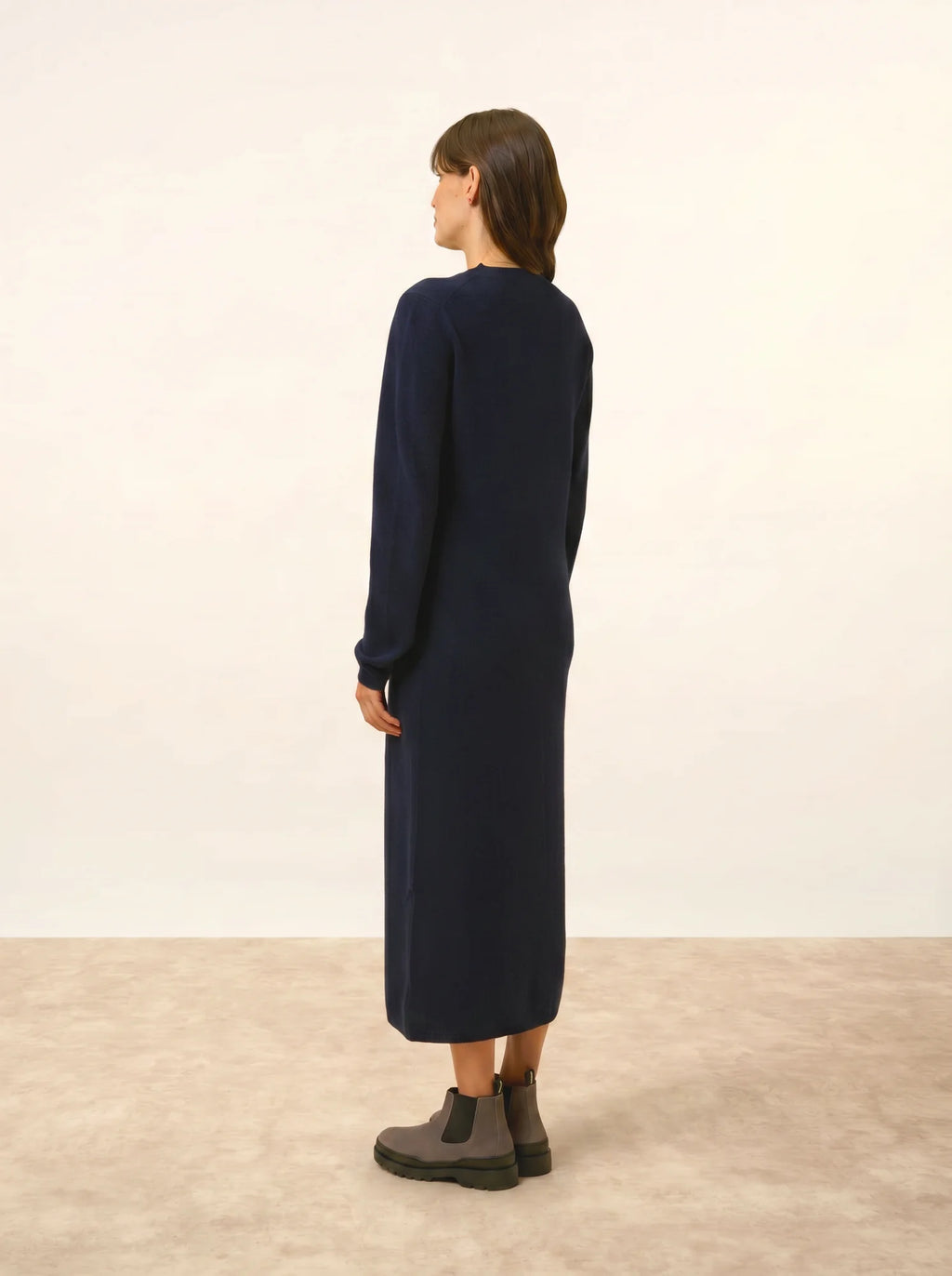 LINA Robe Col Rond Bleu Marine