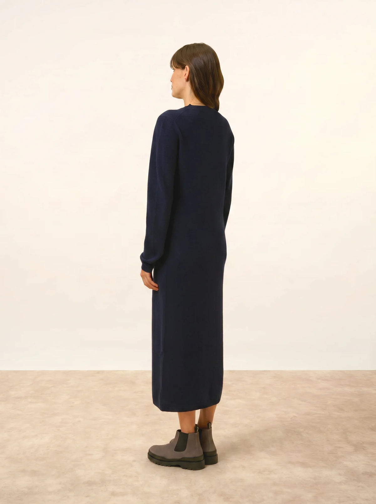 LINA Robe Col Rond Bleu Marine