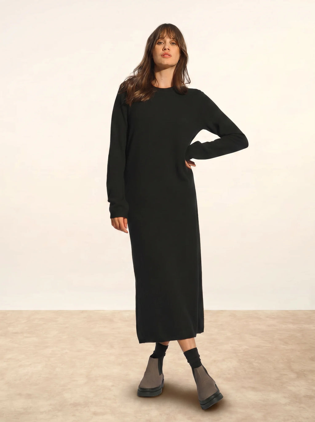 LINA Dress Crew Neck Black
