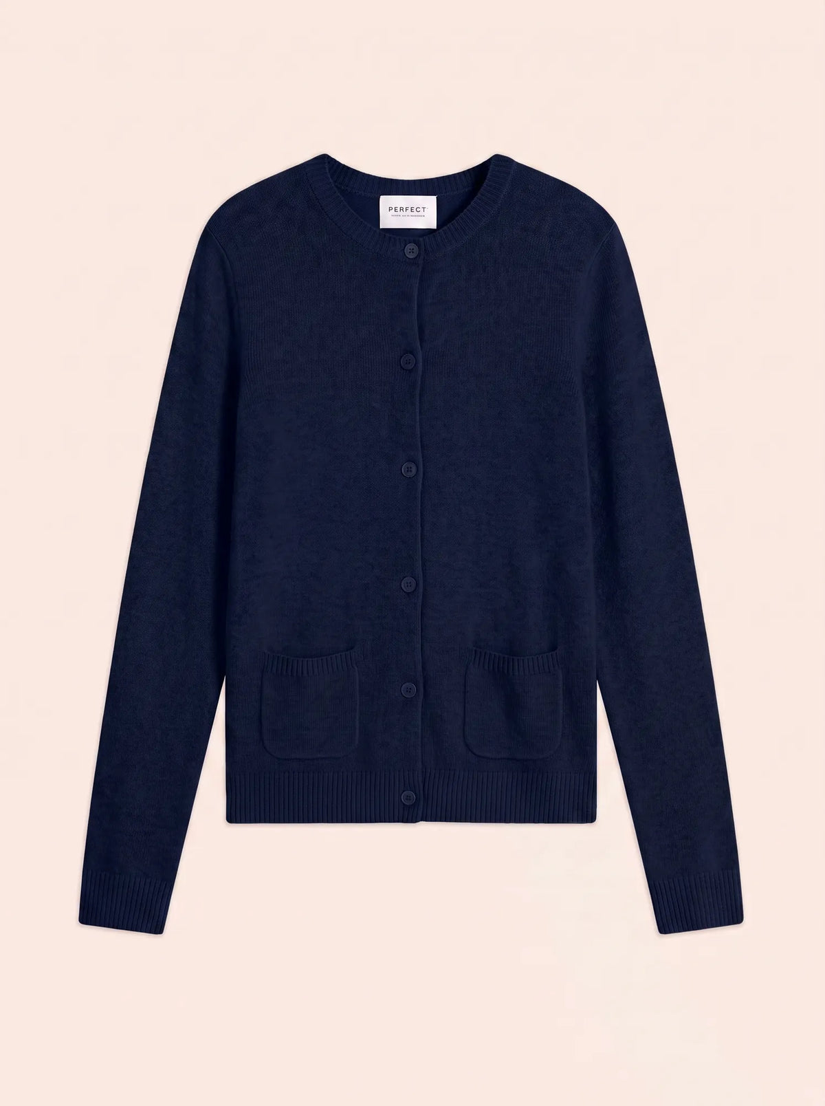 ROSE Cardigan Col Rond 4 Fils Bleu Marine