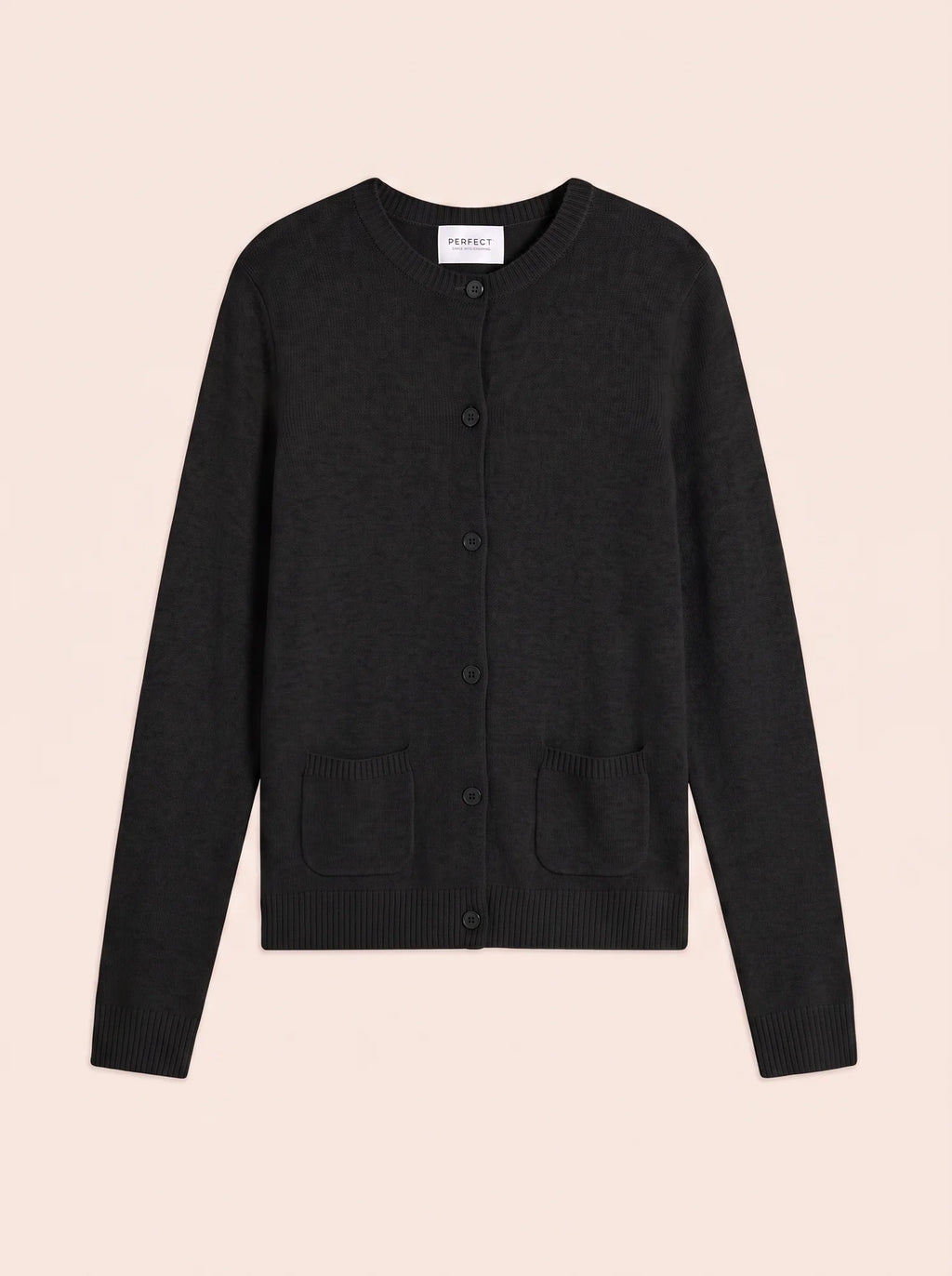ROSE Cardigan Col Rond 4 Fils Noir