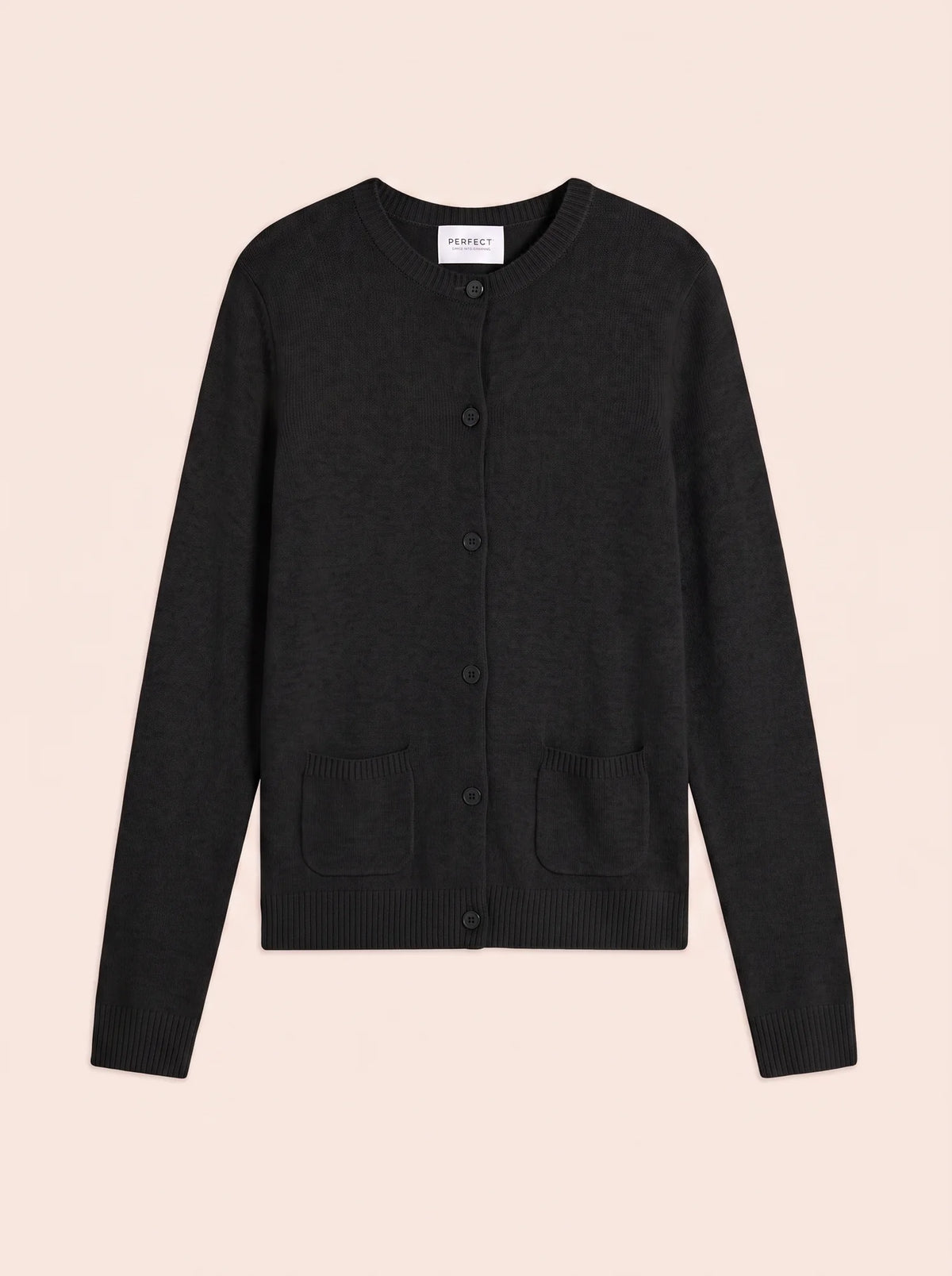 ROSE Cardigan Col Rond 4 Fils Noir