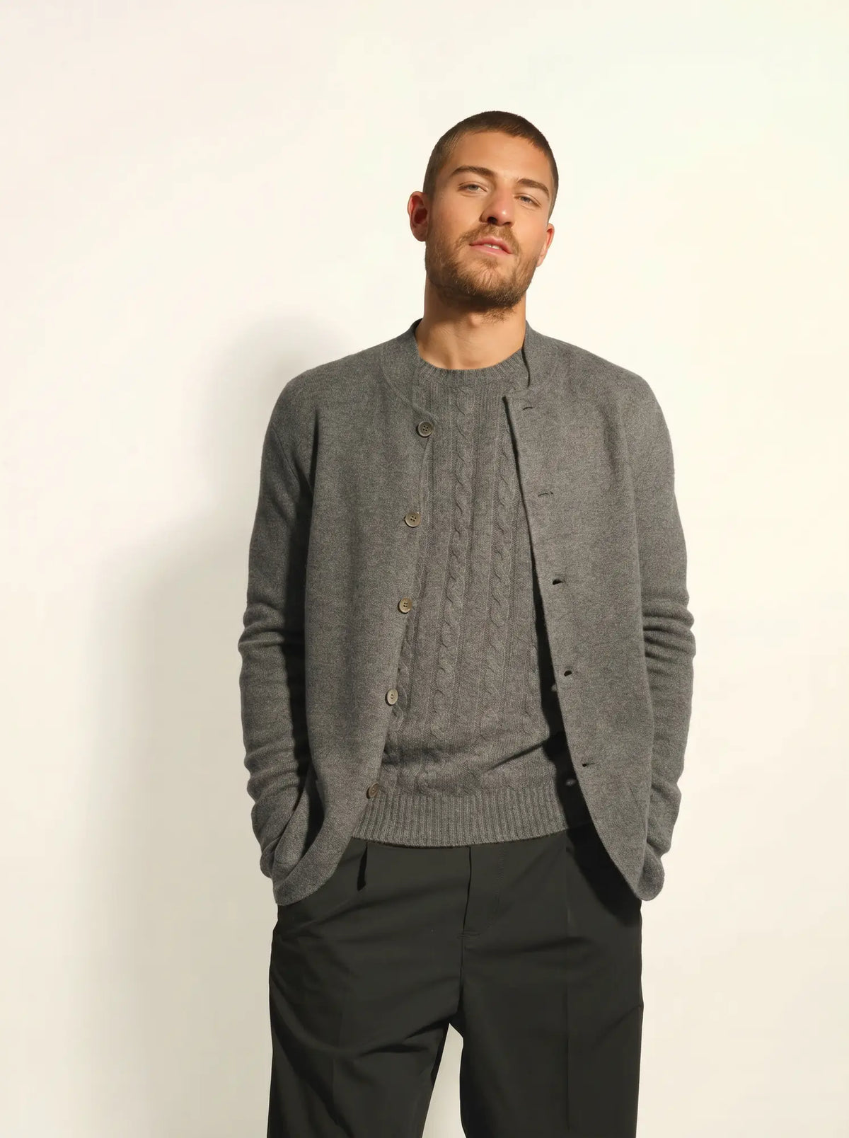 ANNA Jacket Buttoned Mandarin Collar Heather Charcoal