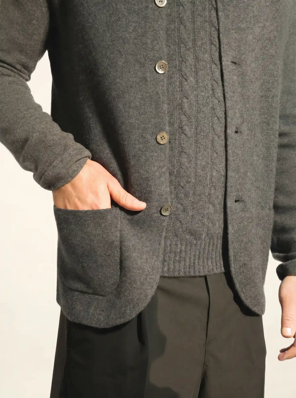 ANNA Jacket Buttoned Mandarin Collar Heather Charcoal