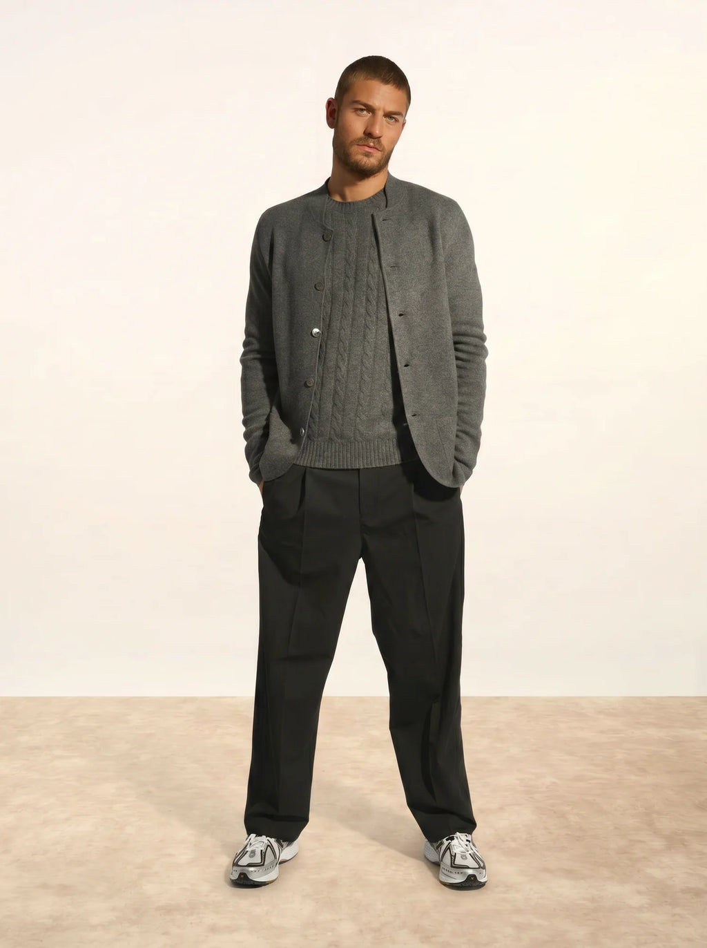 ANNA Jacket Buttoned Mandarin Collar Heather Charcoal