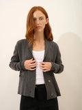 MILA Jacket Buttoned Shawl Collar Heather Charcoal