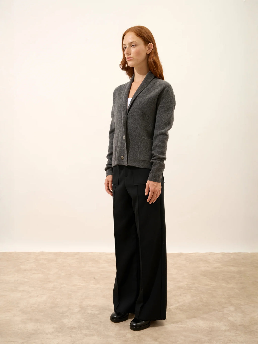 MILA Jacket Buttoned Shawl Collar Heather Charcoal