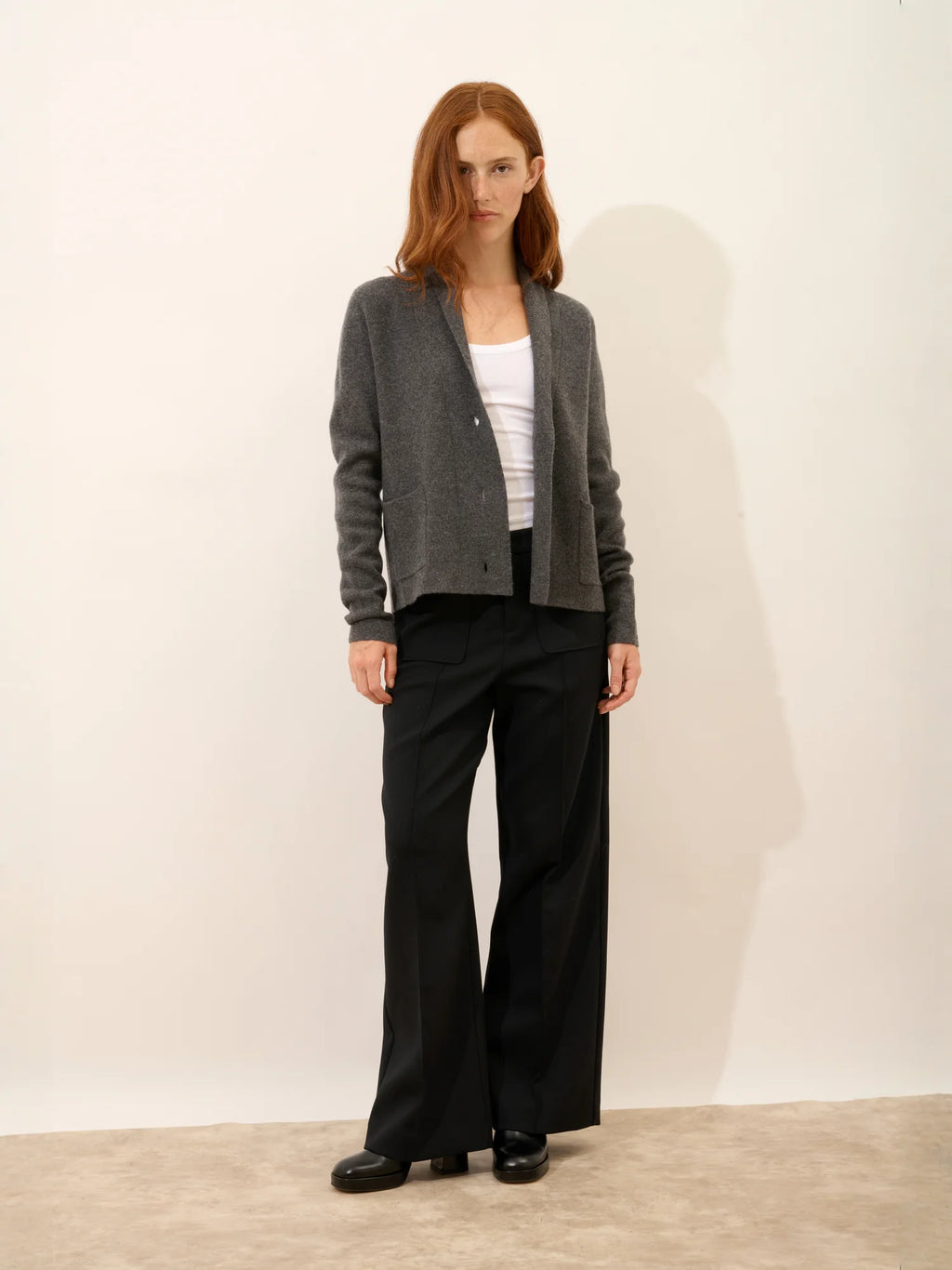 MILA Jacket Buttoned Shawl Collar Heather Charcoal