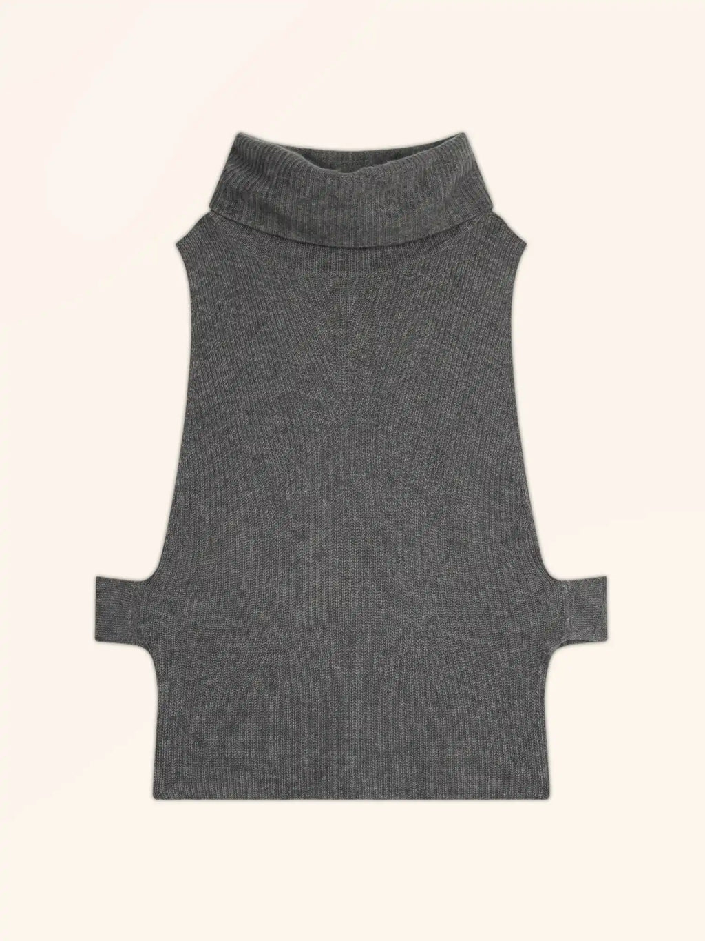 LOU Cape Rollkragen ärmellos 4-fädig Anthrazit meliert