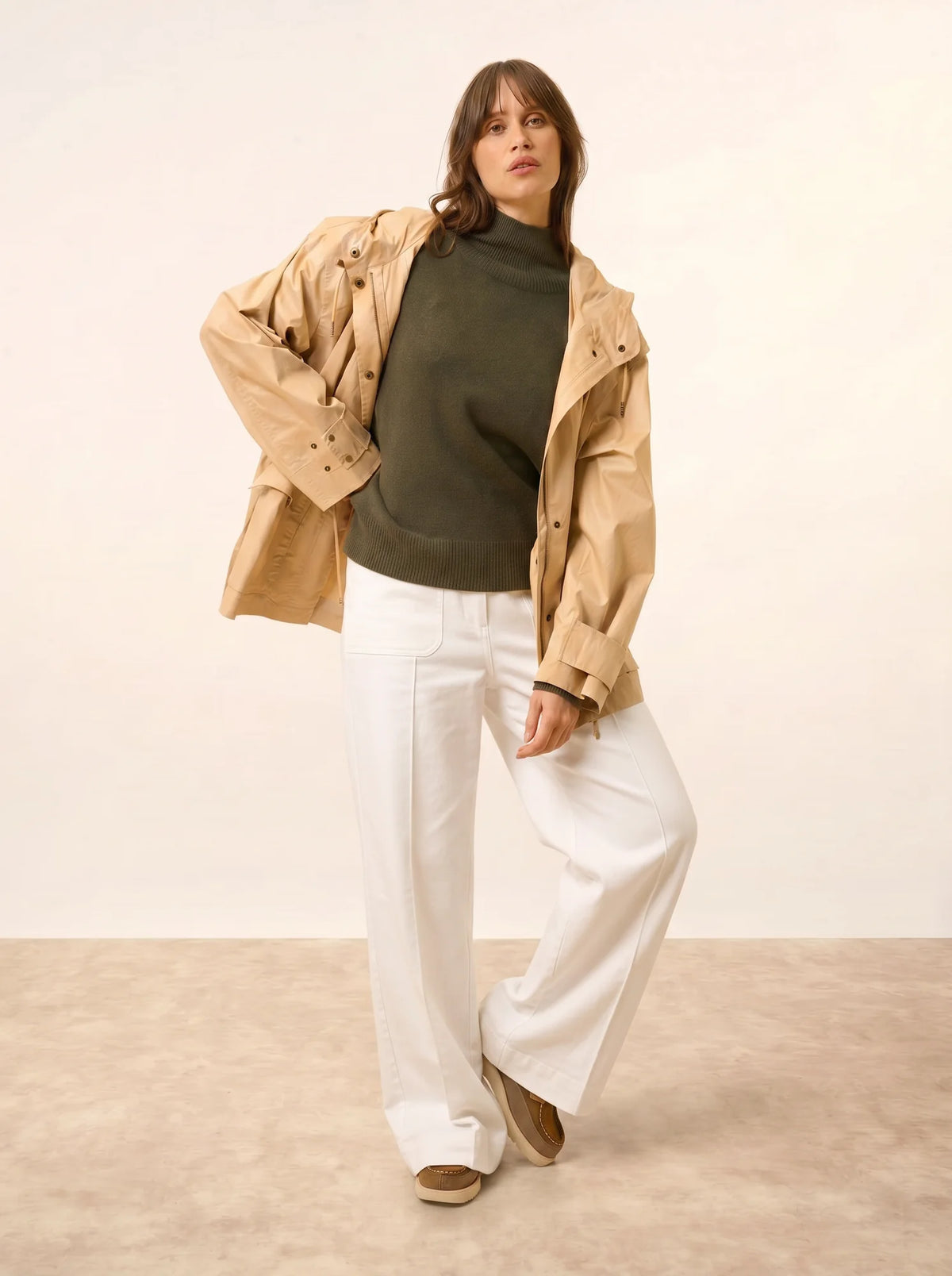 ROMY Pull Col Montant 4 Fils Kaki