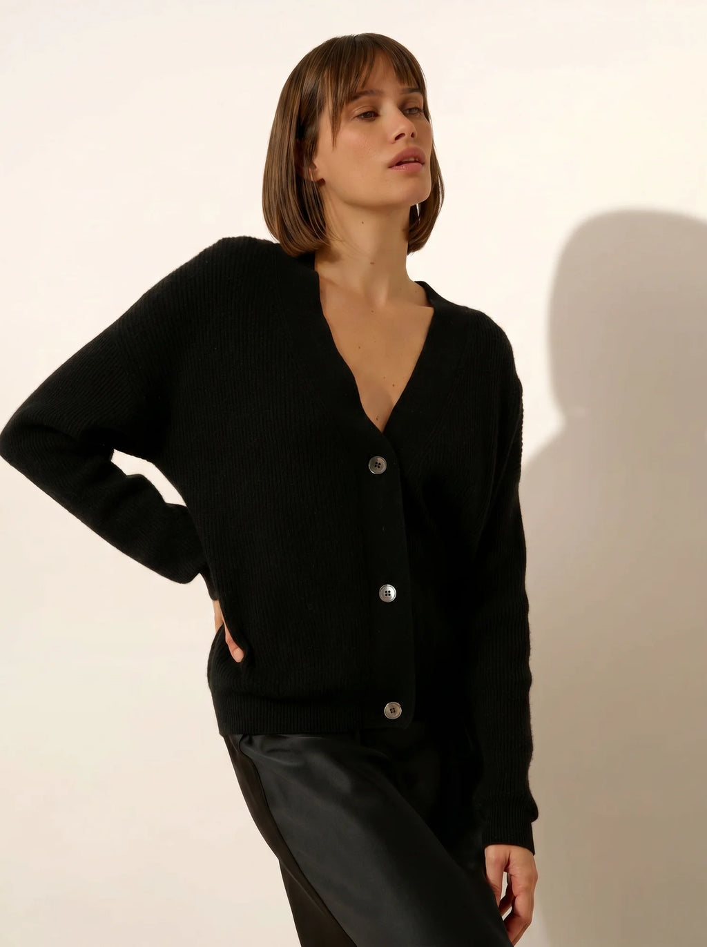 ADELE Cardigan Col V Noir