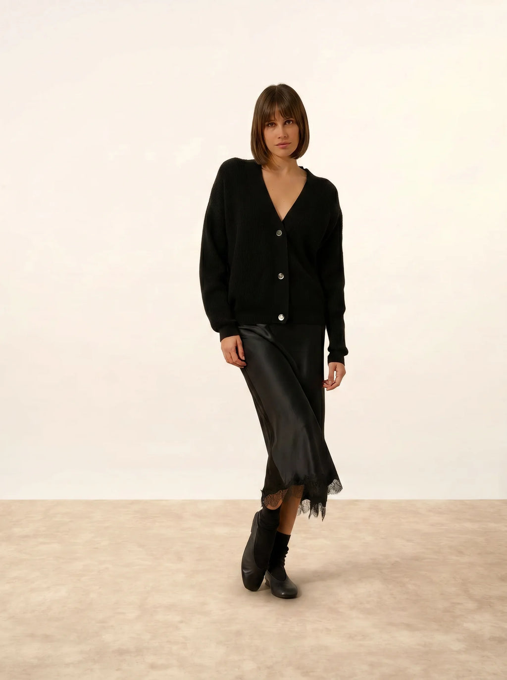 ADELE Cardigan Col V Noir
