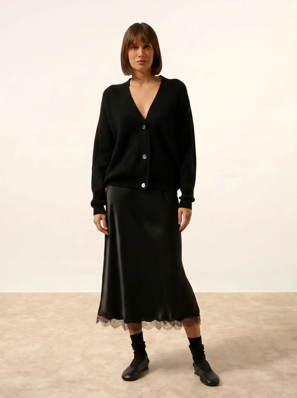 ADELE Cardigan Col V Noir
