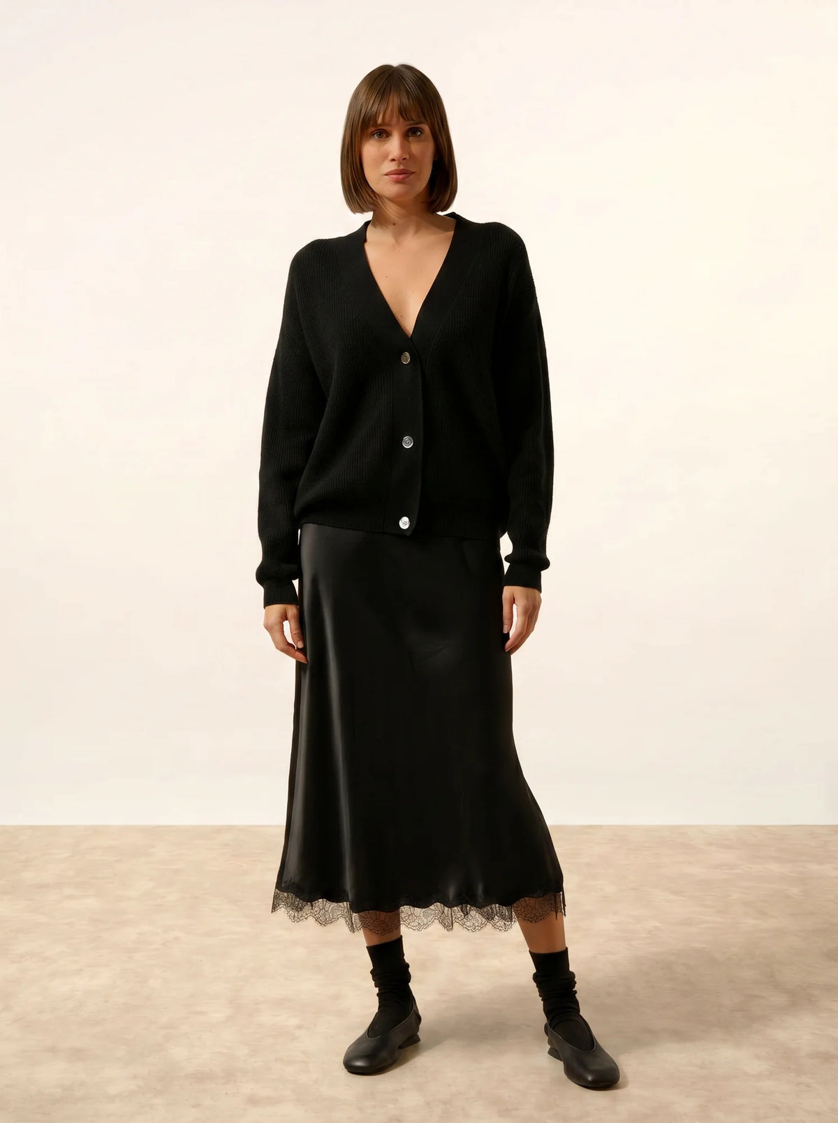 ADELE Cardigan Col V Noir