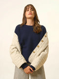 LOUNA Pull Col Rond 4 Fils Bleu Marine